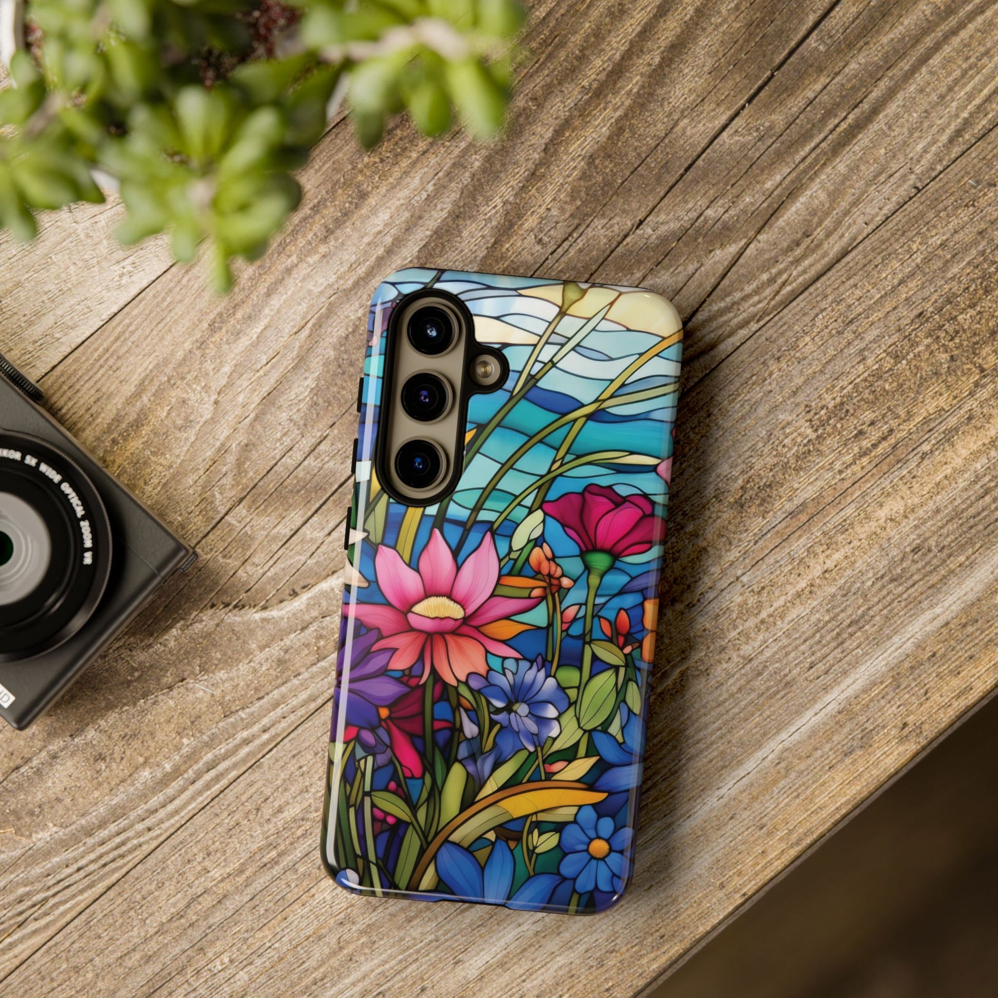 Wildflowers Stain Glass Illusion Phone Case Unique Holiday Protection for Your Device | Stylish & Durable Cover Gift for Her Phone 15, Samsung iPhone Samsung Accessory Gift for Her