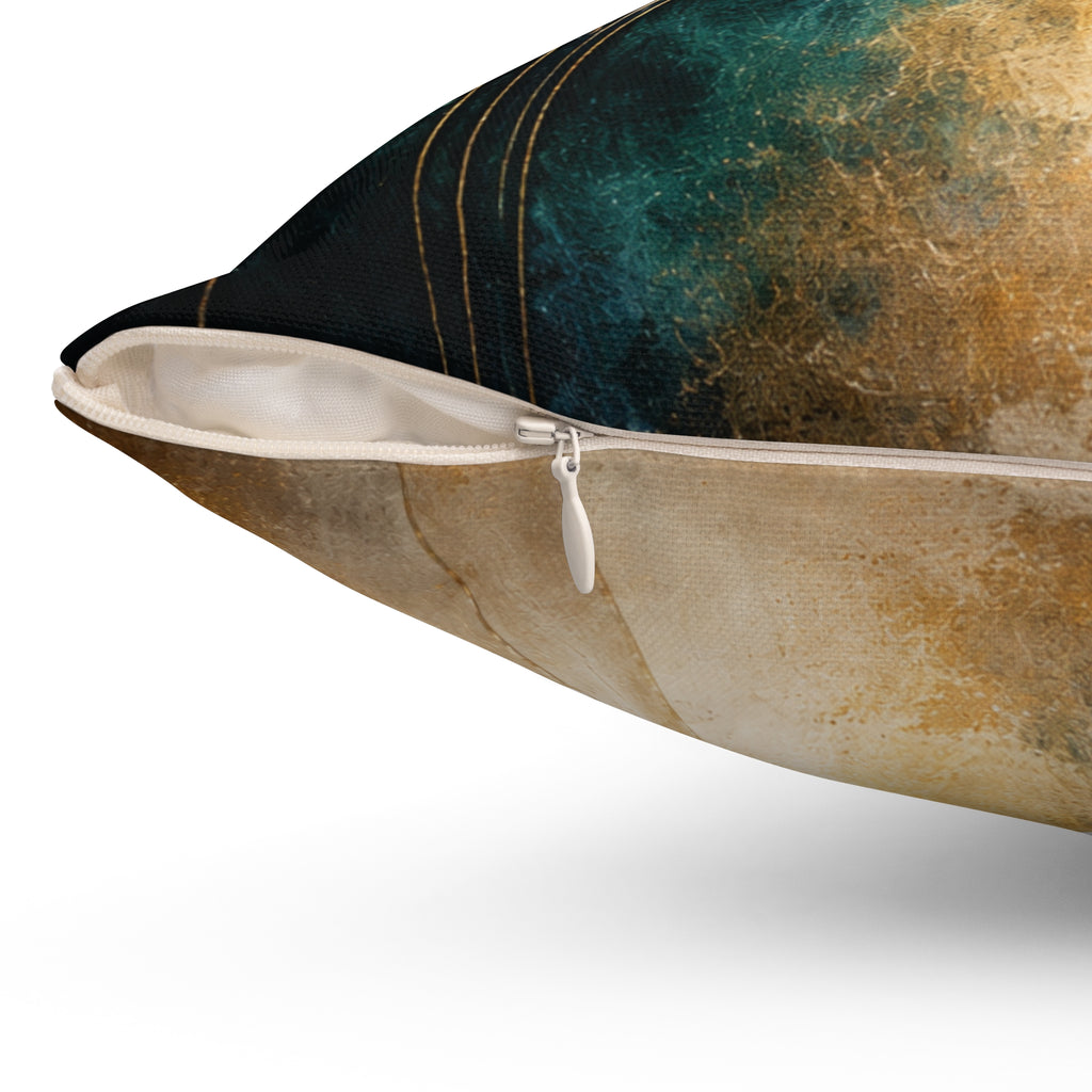 Gilded Convergence  Luxe NeoDeco Blue & Gold Accent Pillow Bedroom & Living Room Decor