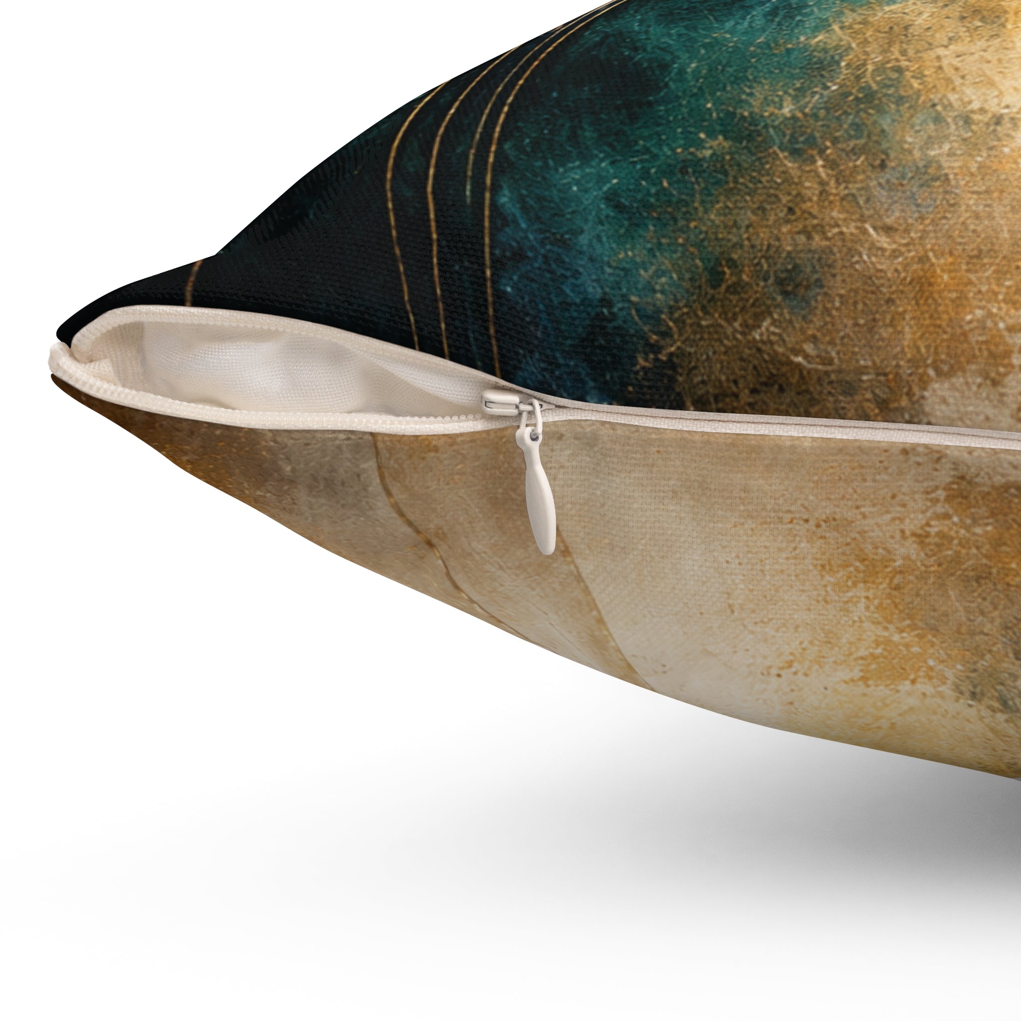 Gilded Convergence  Luxe NeoDeco Blue & Gold Accent Pillow Bedroom & Living Room Decor