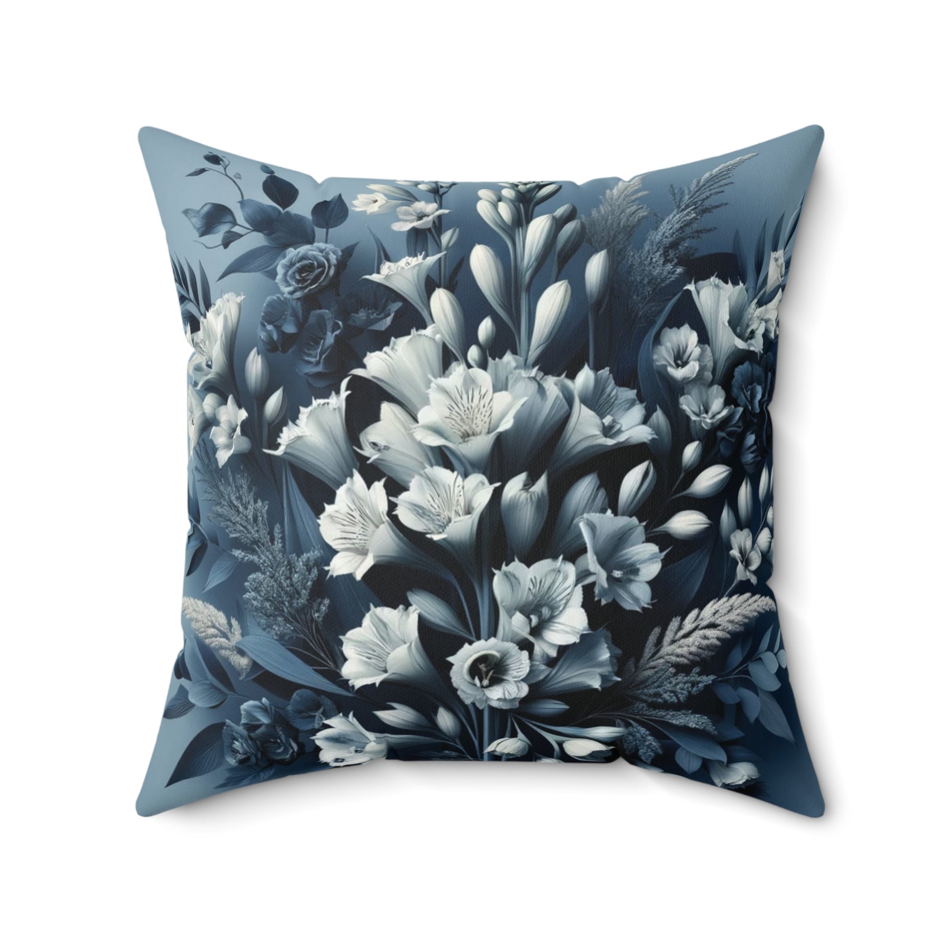 Navy 3D Floral Illusion Pillow Cover: Luxurious Square Cushion Case for Elegant Home Living Room Decor Enhancement Decor Comfort for Living Room, Bedroom or Housewarming Gift New House, Bridal Shower Gift.