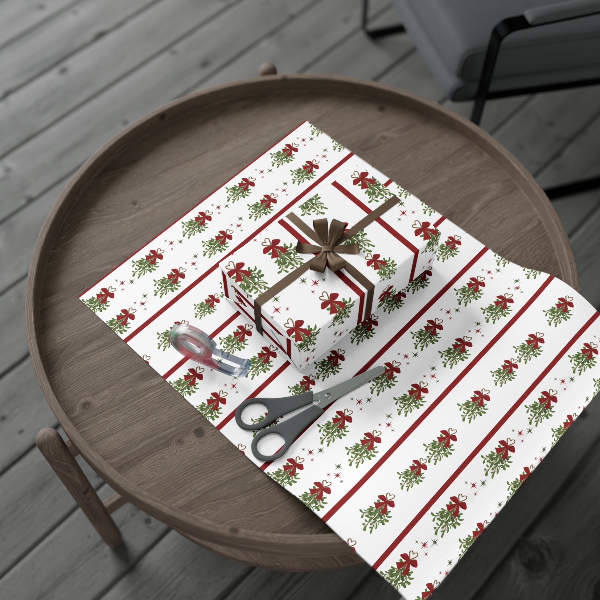 Mistletoe Christmas Wrapping Paper | Elegant 3D Holiday Gift Wrap | Christmas Wrapping paper