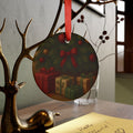 3D Illusion Christmas Ornament Elegant Tree with Gifts Design, Glossy Finish, Acrylic 2.90x2.90 in, Includes Red Ribbon for Hanging Tree Accent Gift for Family
