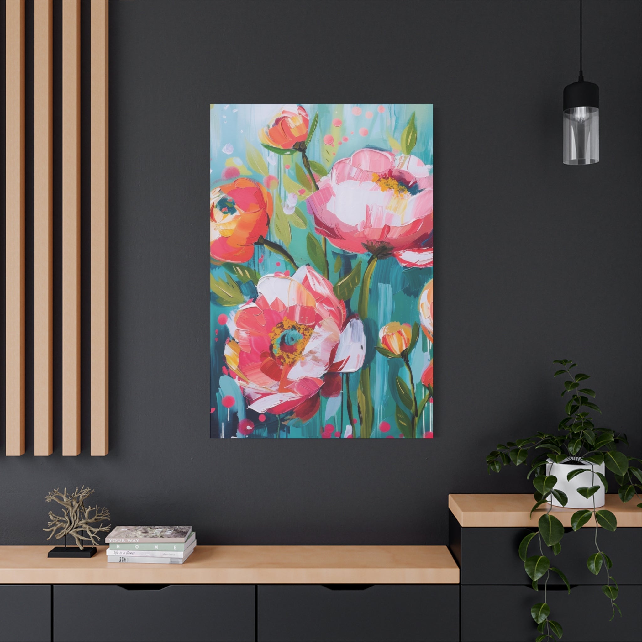 Unique Boho Floral Wall Art Matte Canvas Stretched, Vibrant Botanical Design, Perfect for Living Room, Bedroom, or Office Decor, Adds a Stylish Touch to Any Space - MRSBYVALLE