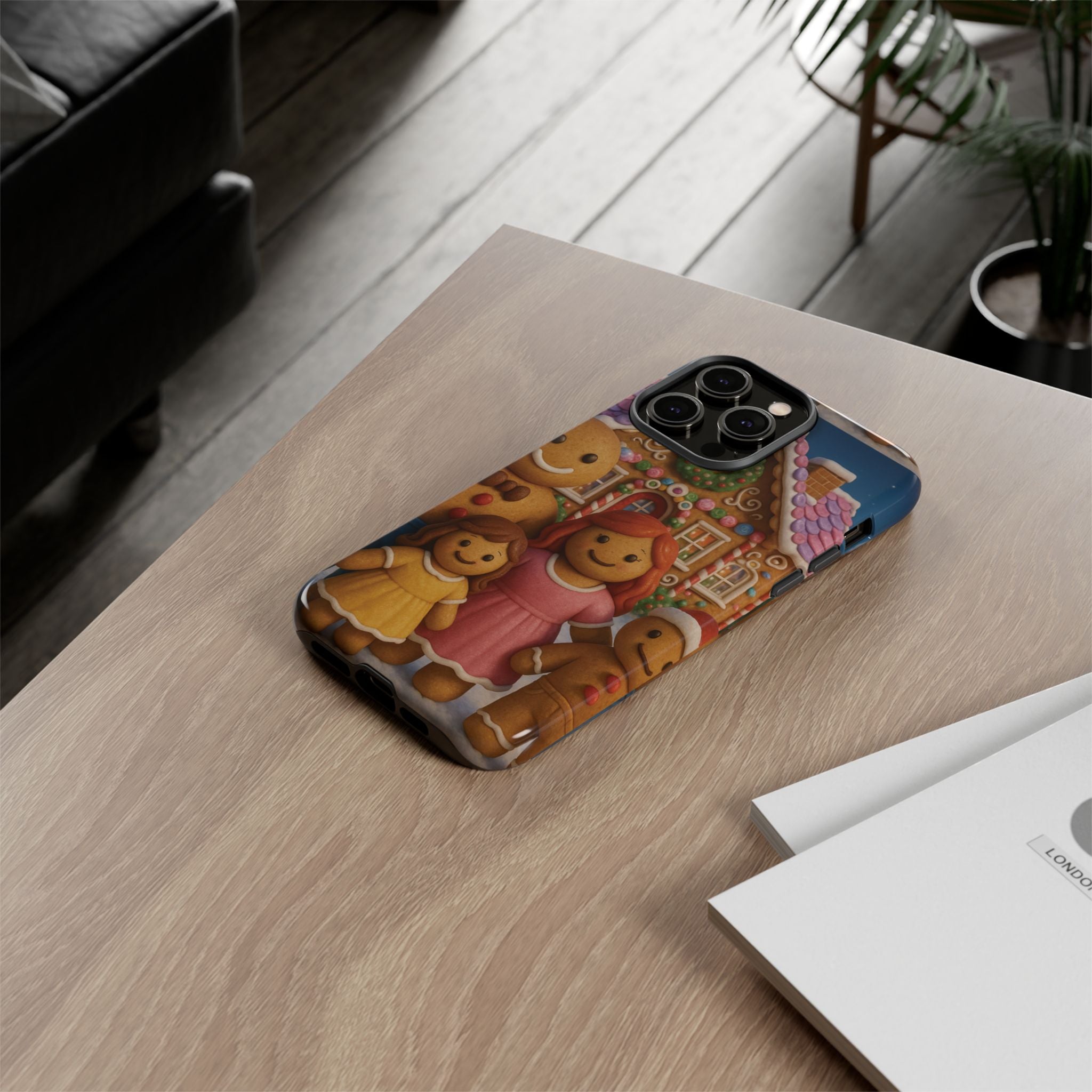 Coque de téléphone esthétique Famille en Pain d'Épices – Design d'inspiration vintage sur le thème de Noël – Étui stylé pour modèles iPhone et Samsung Galaxy