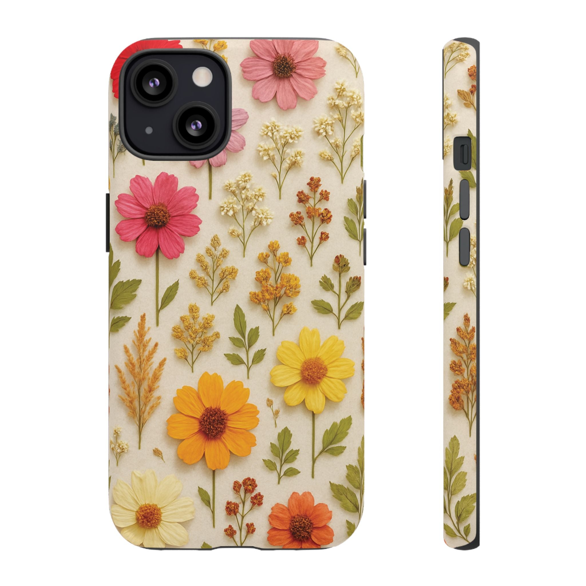 Dried Flowers Illusion Phone Case – Realistic Botanical Aesthetic, Colorful Pressed Floral Art, Trendy Nature-Inspired Protective Cover  iPhone & Samsung Models