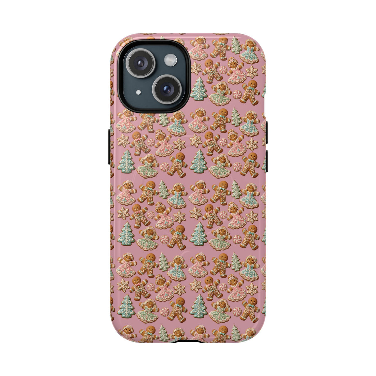 Phone Case — Pink Gingerbread Cookies Pattern Tough Magnetic Case