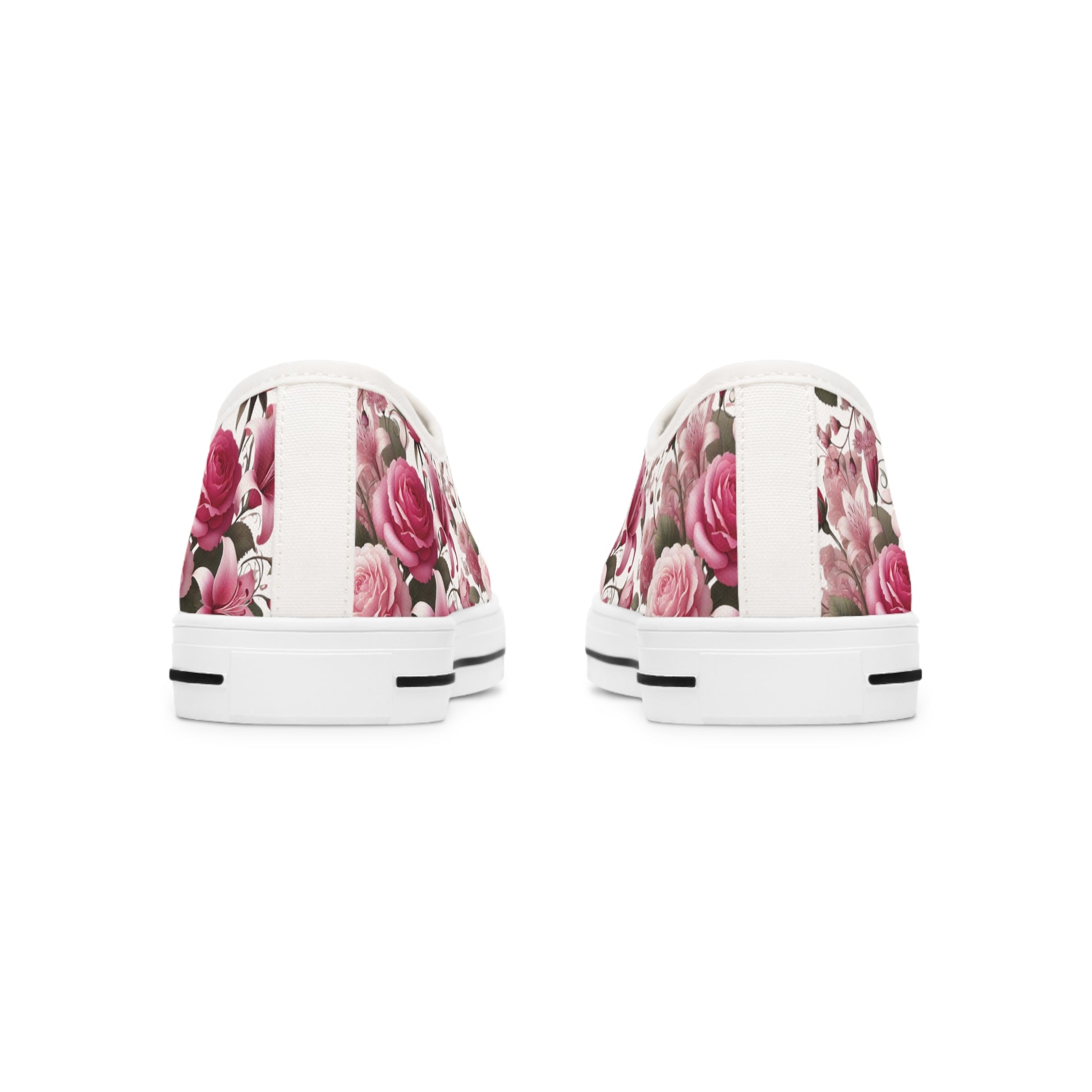 Floral Pink Women's Low Top Sneakers Breathable Polyester Canvas, Lightweight Stylish Floral Pastel Design, Comfortable All-Day Wear, Perfect for Walking and Everyday Activities - MRSBYVALLE