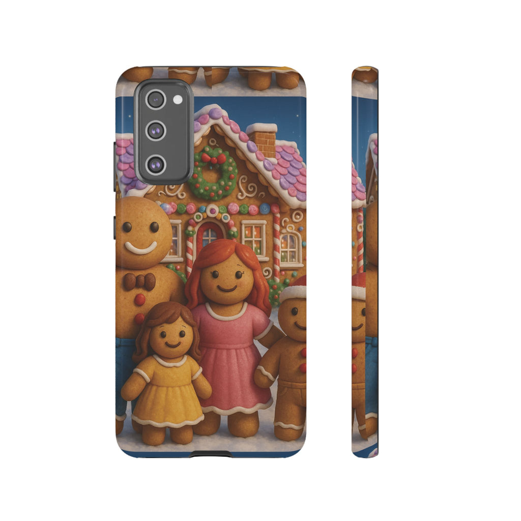 Coque de téléphone esthétique Famille en Pain d'Épices – Design d'inspiration vintage sur le thème de Noël – Étui stylé pour modèles iPhone et Samsung Galaxy