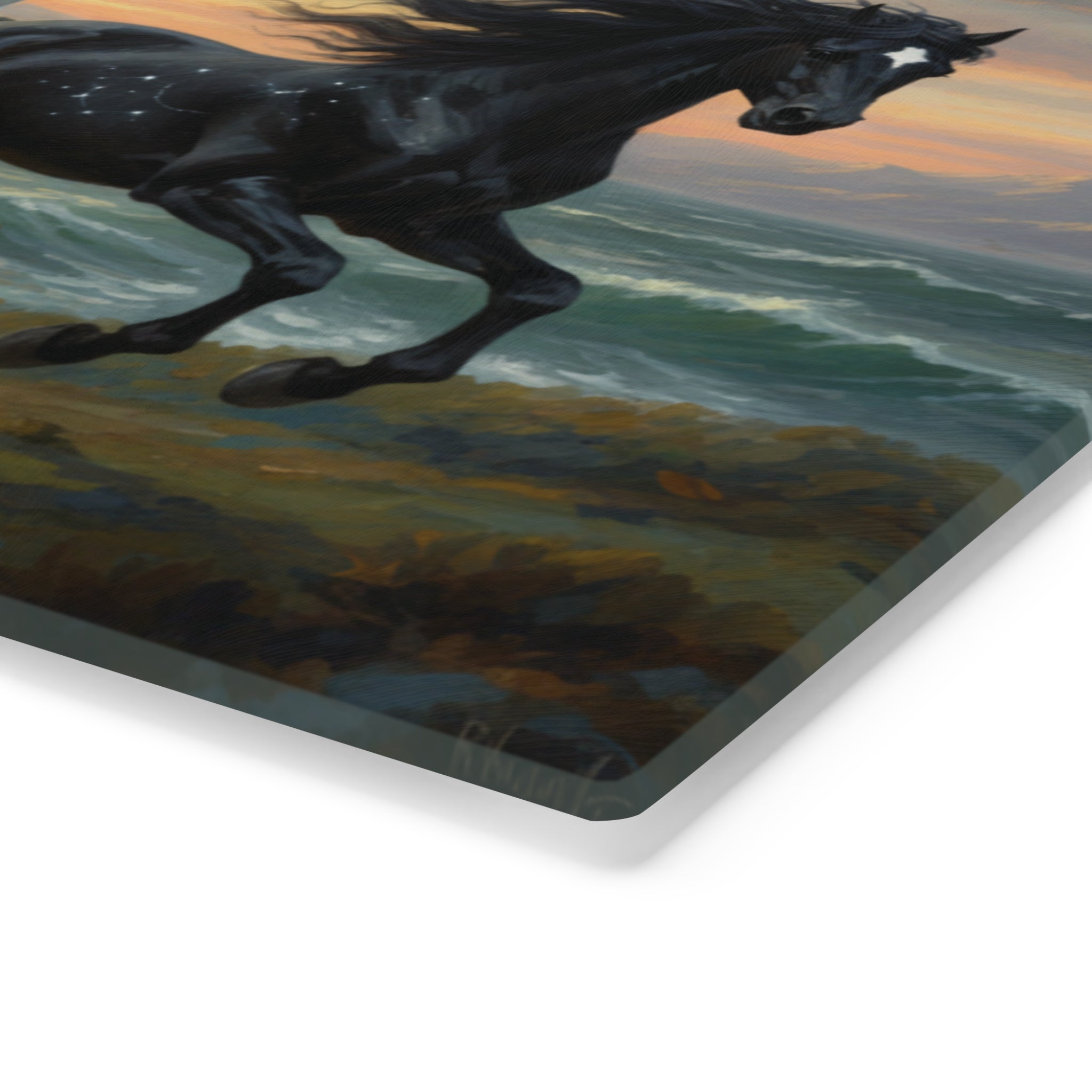Planche à Découper en Verre Trempé Chevaux Majestueux – Un Essentiel de Cuisine Durable et Facile à Nettoyer