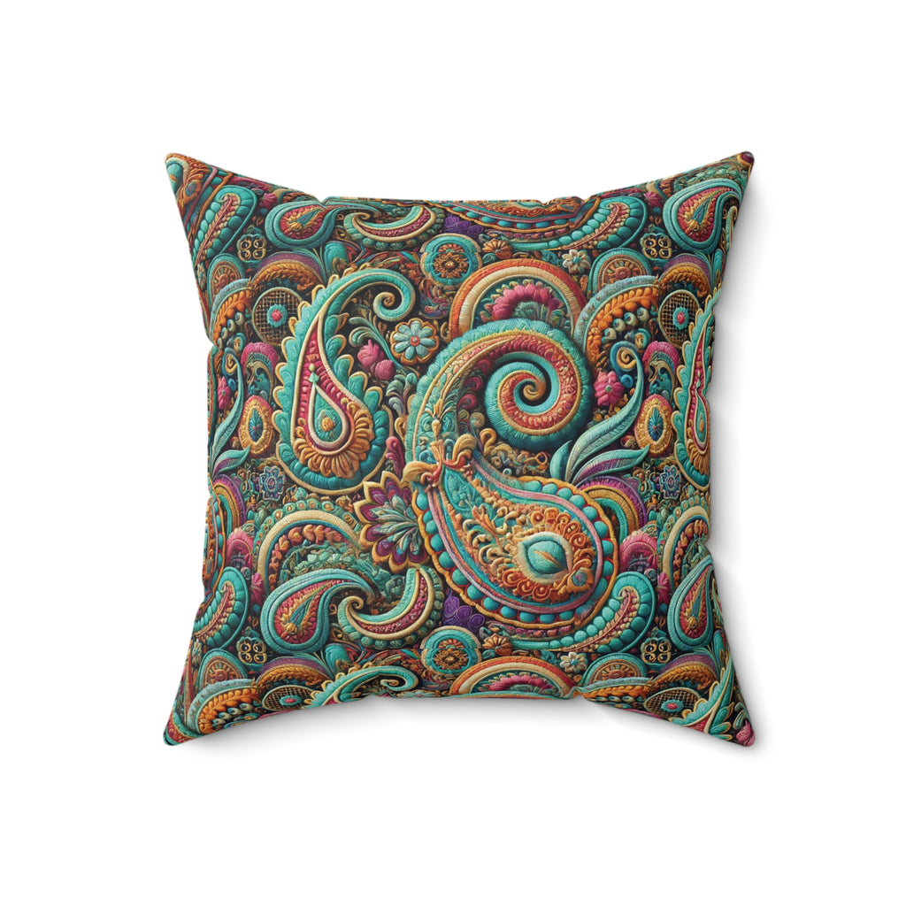 Paisley Floral Pastel Square Pillow Stylish Home Decor Accent for Living Room, Bedroom, or Gifts | Soft & Durable 100% Polyester with Double-Sided Print