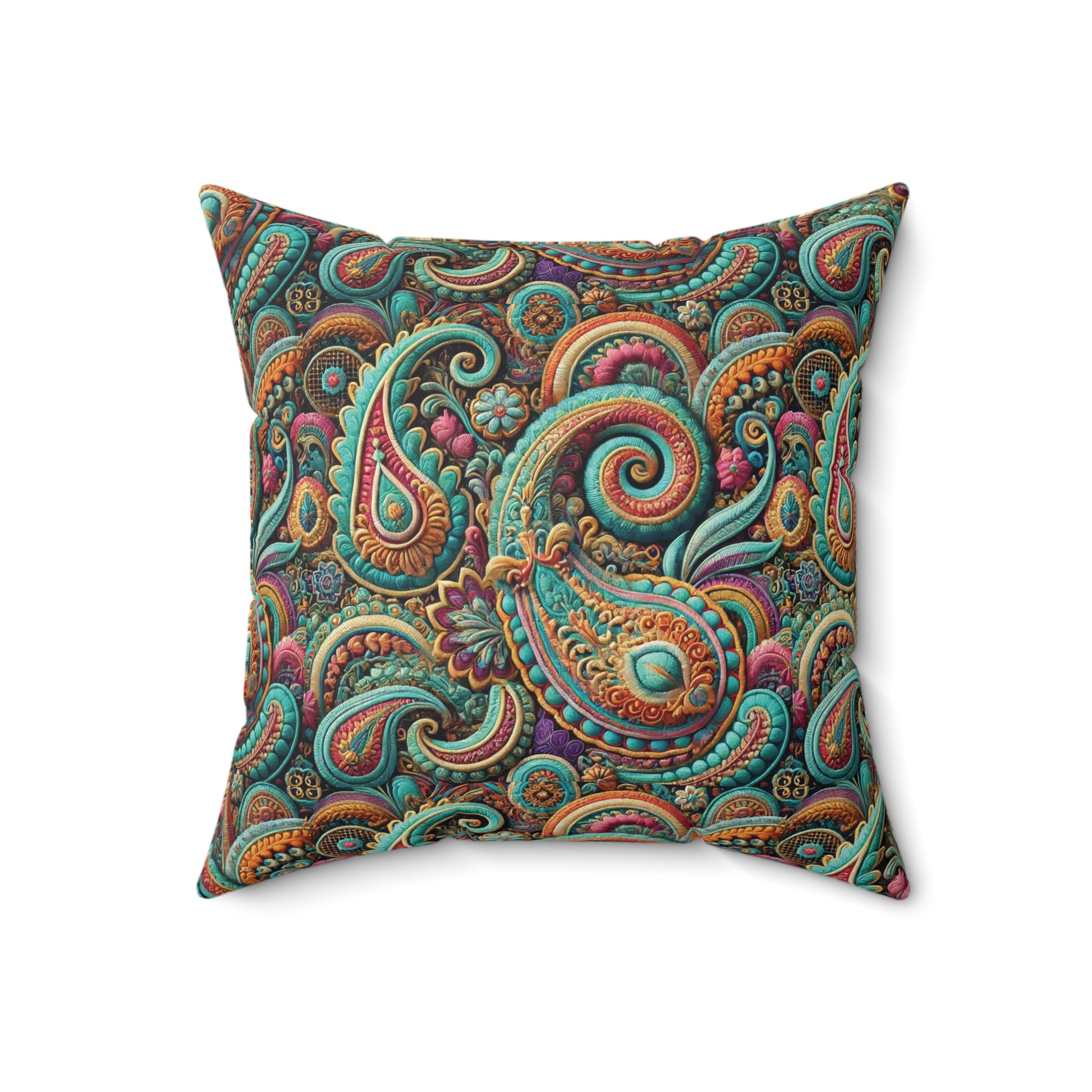 Paisley Floral Pastel Square Pillow Stylish Home Decor Accent for Living Room, Bedroom, or Gifts | Soft & Durable 100% Polyester with Double-Sided Print