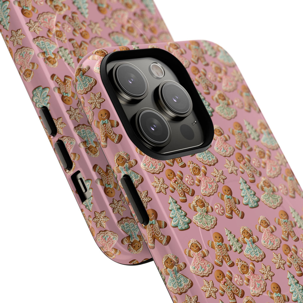 Phone Case — Pink Gingerbread Cookies Pattern Tough Magnetic Case