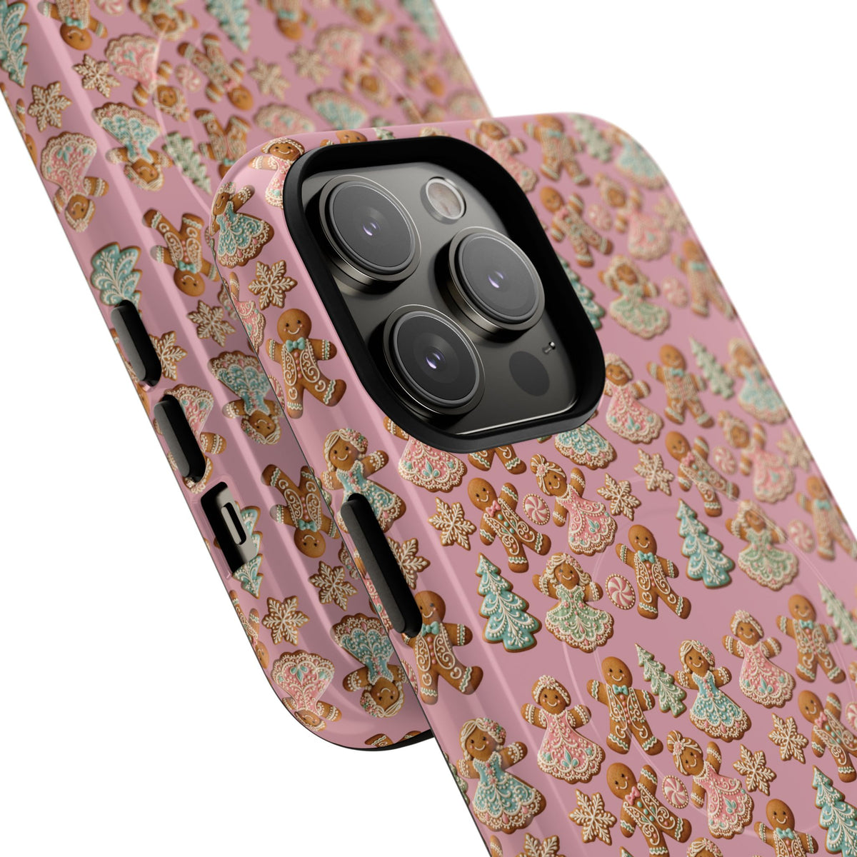 Phone Case — Pink Gingerbread Cookies Pattern Tough Magnetic Case