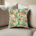 Cactus Pillow Pink and Mint Green Cactus Decorative Pillow  Stylish Square Cushion with Cactus Flowers | Vibrant Home Décor Accent for a Fresh, Nature-Inspired Look
