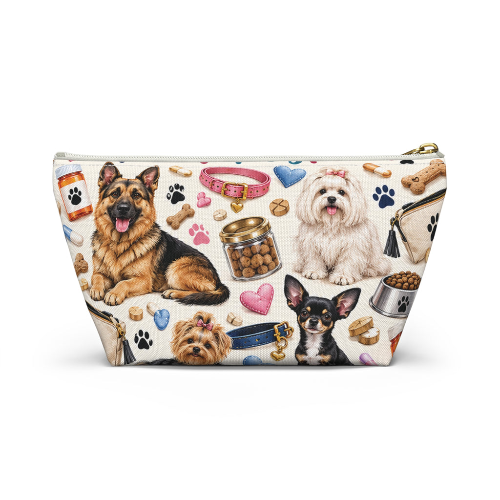 Paws for Pills Accessory Pouch — Dog Medicine & Treats T-Bottom Makeup Bag
