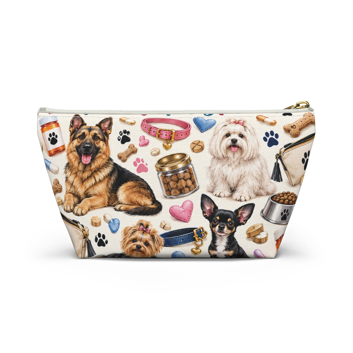 Paws for Pills Accessory Pouch — Dog Medicine & Treats T-Bottom Makeup Bag