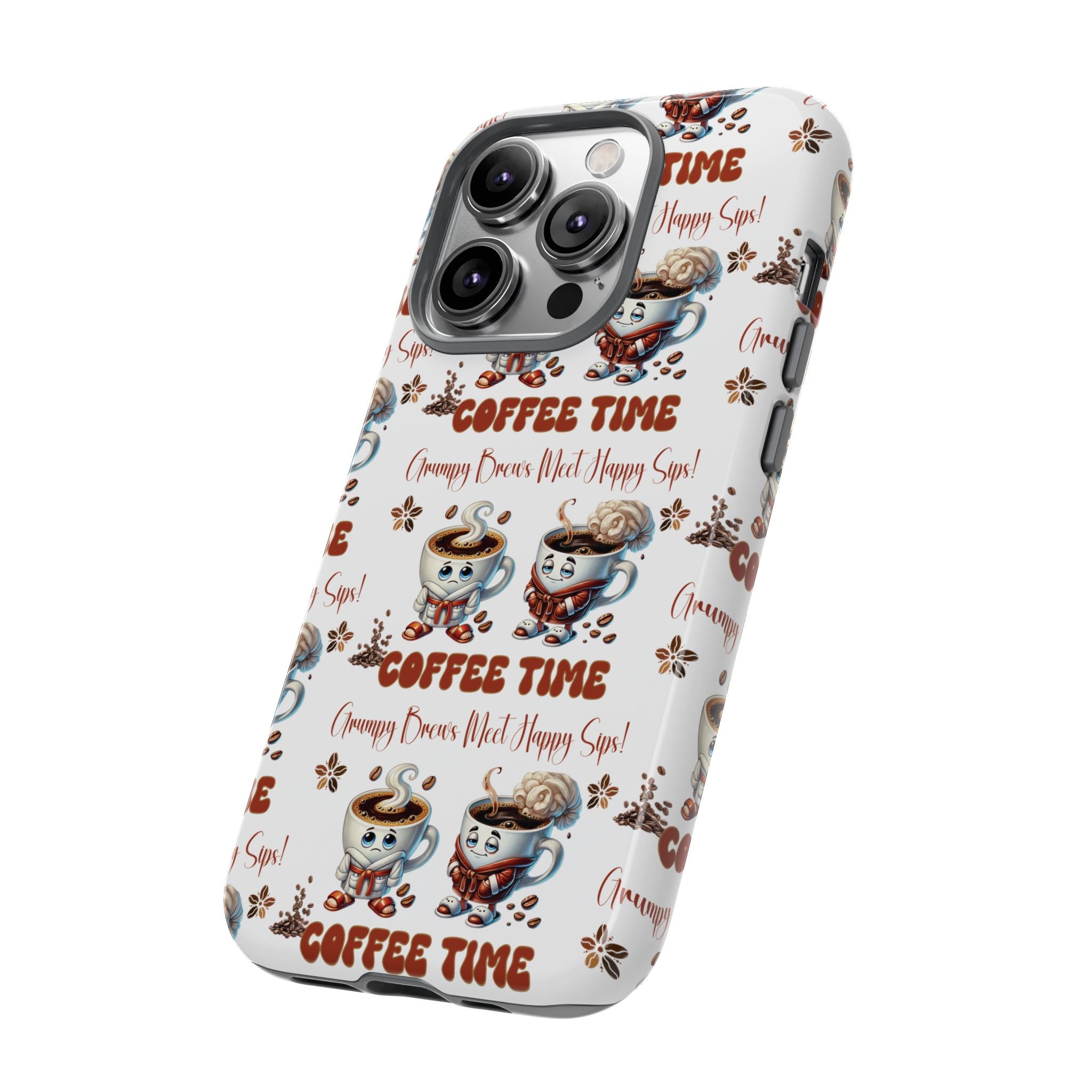 Grumpy Brews Meet Happy Sips Phone Case Compatible with iPhone, Samsung & Pixel | Fun, Durable Protection for Coffee Lovers | Unique Design, Shockproof & Scratch-Resistant Perfect for Coffee Lover - MRSBYVALLE