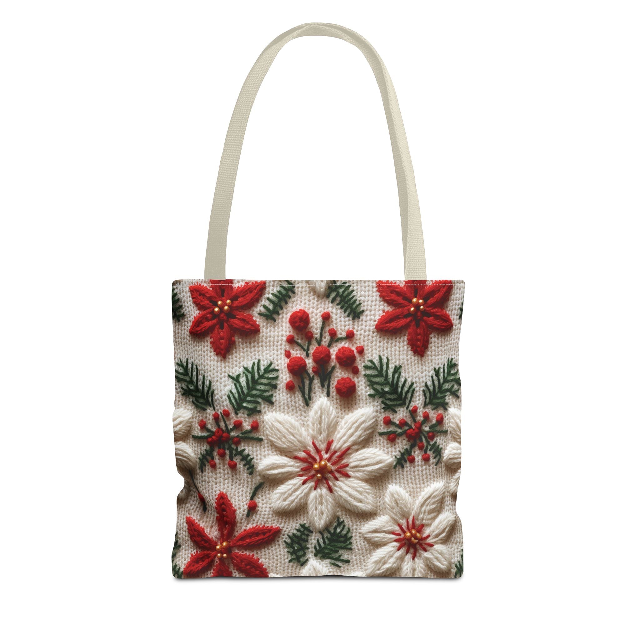 Festive Poinsettia Christmas Tote Stylish Holiday Bag for Shopping, Gifts, and Everyday Use - Durable, Reusable, and Perfect for Spreading Cheer This Holiday Season - MRSBYVALLE
