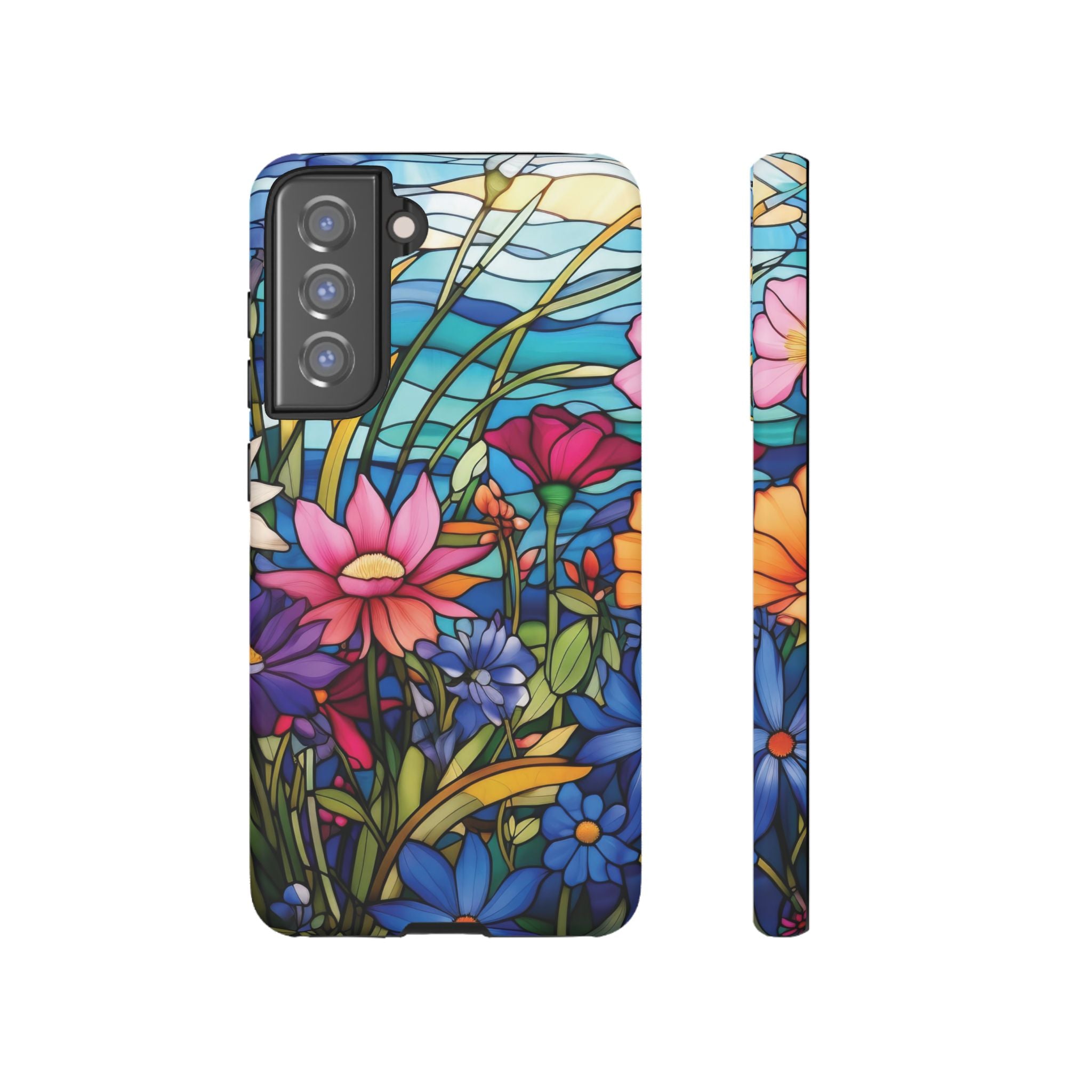 Wildflowers Stain Glass Illusion Phone Case Unique Holiday Protection for Your Device | Stylish & Durable Cover Gift for Her Phone 15, Samsung iPhone Samsung Accessory Gift for Her