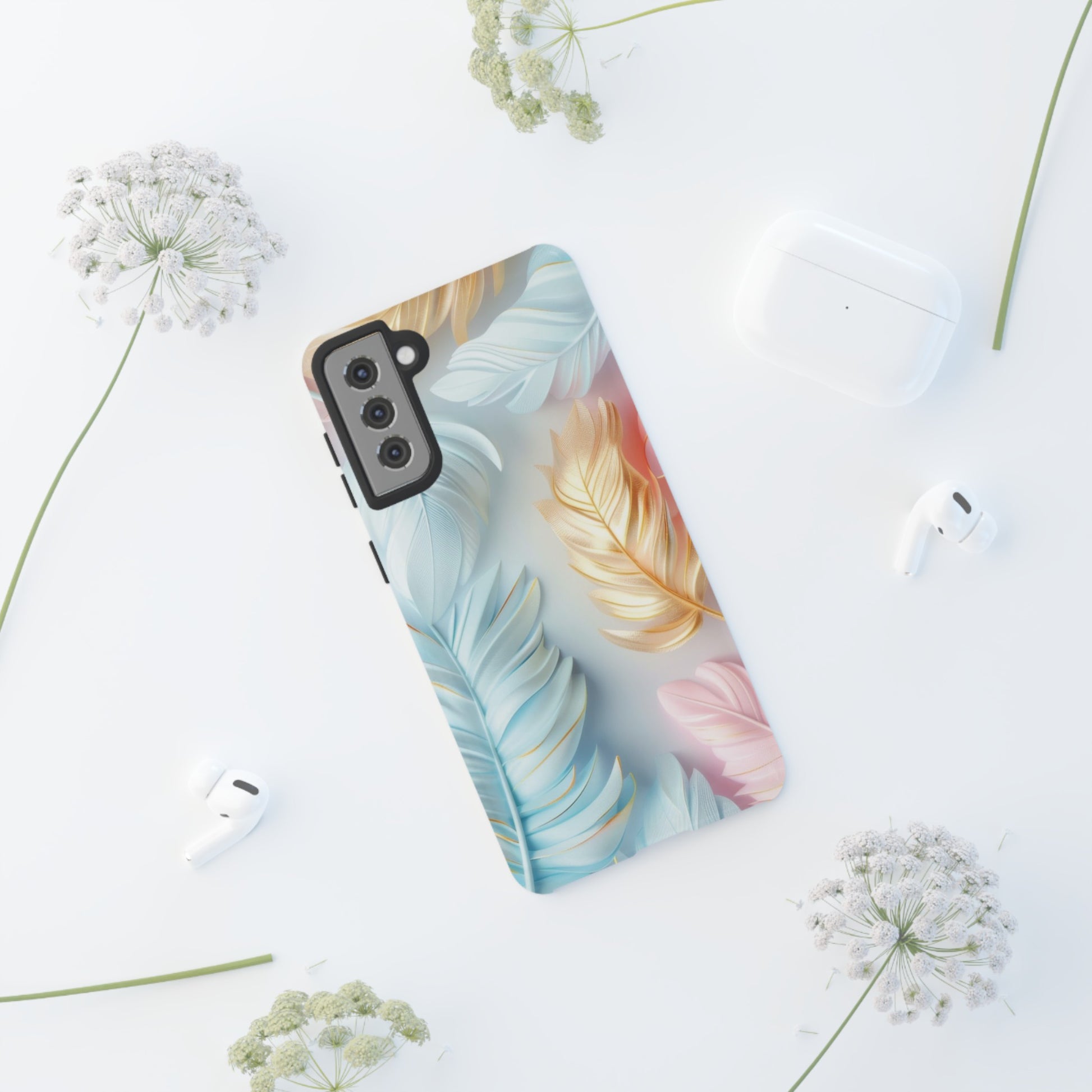 Pastel Feathers Protective Phone Case Gift for Her Phone 15, Samsung iPhone Samsung Gift for Her Case iPhone 15, Samsung iPhone Samsung Accessory Gift for Her