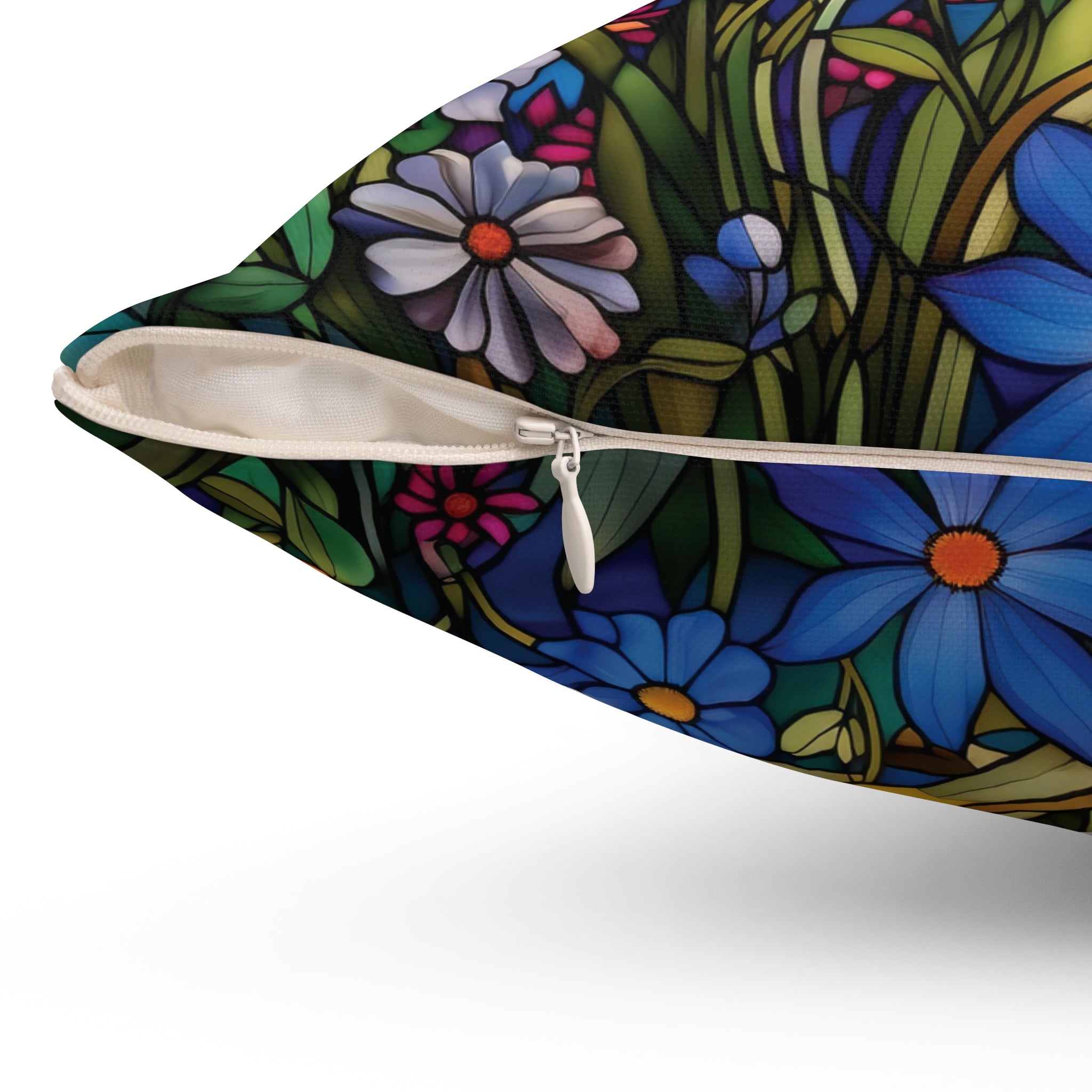 Wildflowers Stain Glass Illusion Decorative Pillow - Retro Christmas Design Square Decorative Pillow  Accent Home Decor | Premium Quality, Soft, and Durable | Perfect for Couch, Bed, or Chair | Elegant Bedrooms Pillow Gift New House, Bridal Shower Gift - MRSBYVALLE