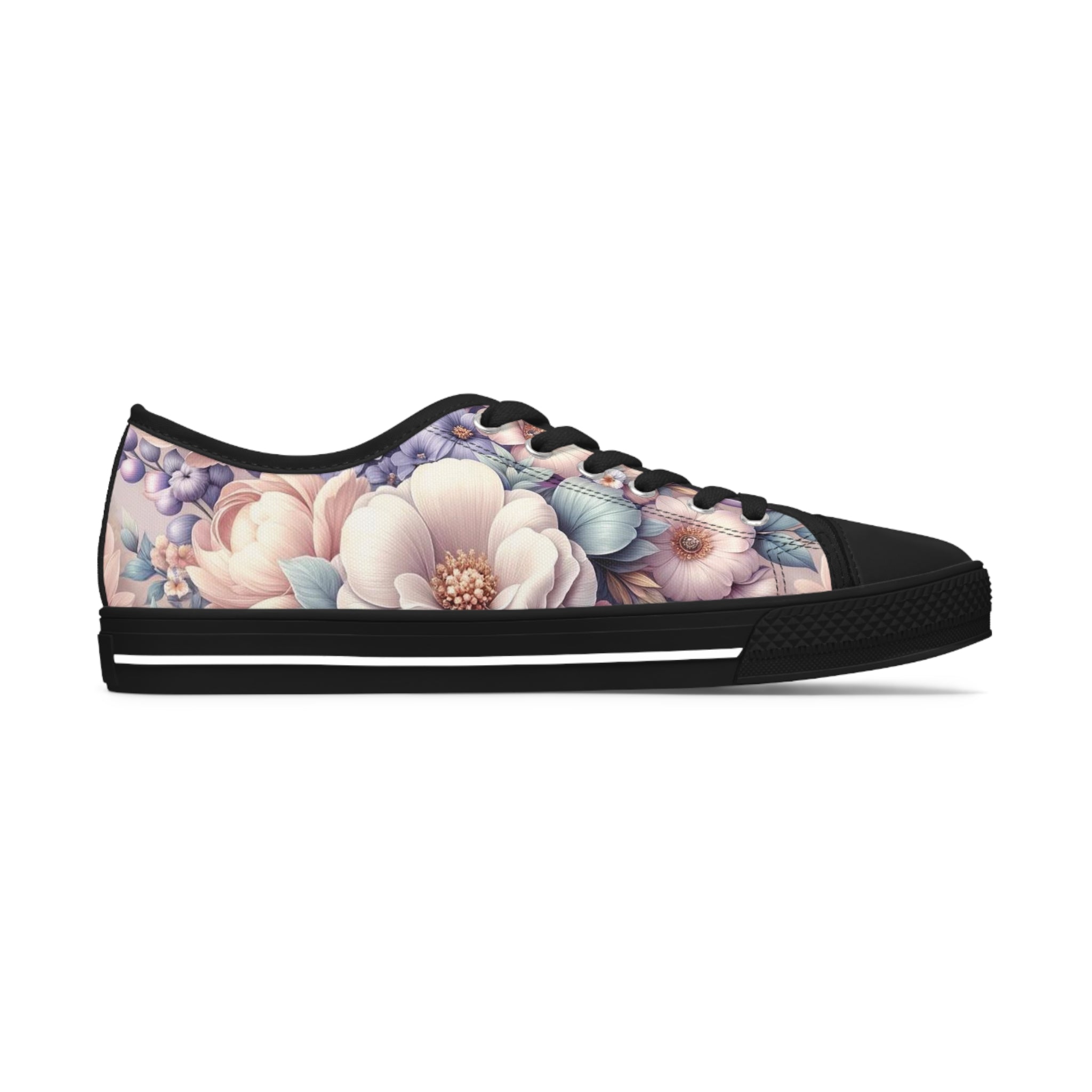 Women's Low Top Sneakers Breathable Polyester Canvas, Lightweight Stylish Floral Pastel Design, Comfortable All-Day Wear, Perfect for Walking and Everyday Activities - MRSBYVALLE