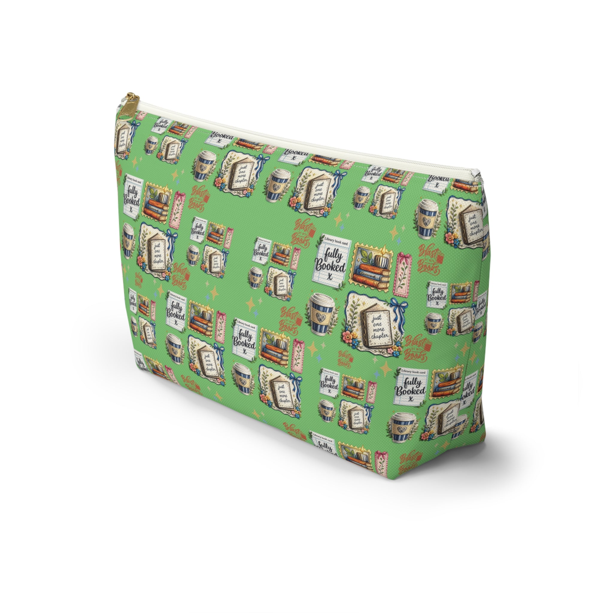 Pochette d'accessoires pour livres et café – Trousse de maquillage zippée en T pour les amoureux des livres