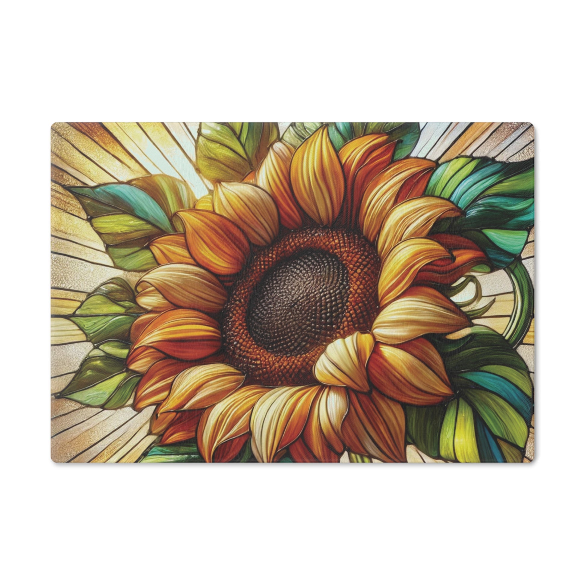 Elegant Sunflower-Stained Glass Cutting Board Floral Charcuterie Kitchen Decor, Useful Gifts for Her Perfect for Cooking, Serving, and Entertaining - MRSBYVALLE