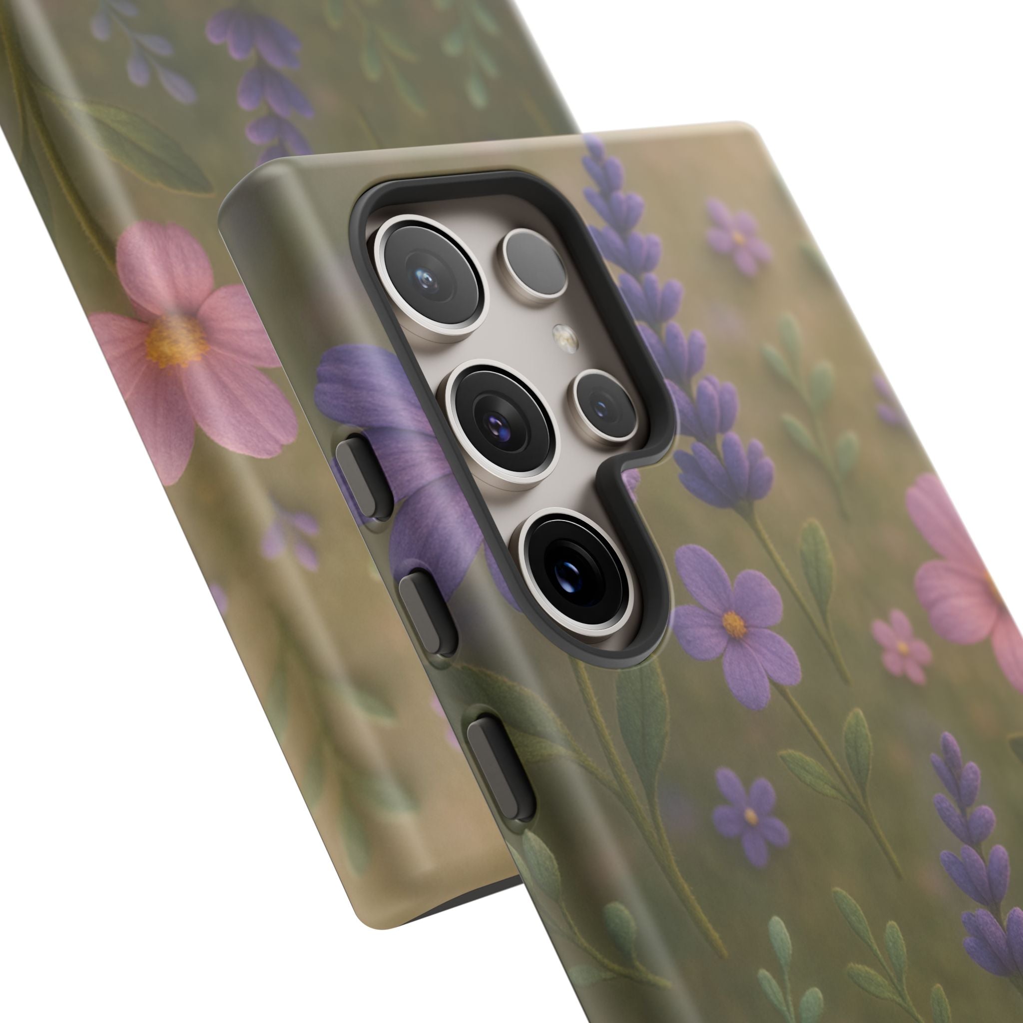 Pastel Flowers 3D Illusion Wildflower Phone Case Cute Pastel Floral Design in Lavender, Pink, Mint Green Aesthetic Protective Case for iPhone and  Android