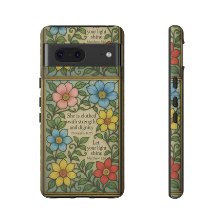 Pastel Floral Stained Glass Bible Verse Phone Case Christian Affirmation, Soft Faith Design, iPhone Samsung Google, Inspirational Gift for HerGift for Christians