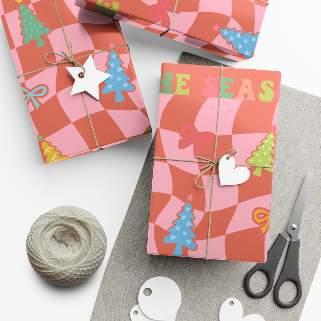 Retro Boho Wrapping Paper Festive Holiday Gift Wrap with Perfect for Christmas Presents, Crafting, Holiday Decor Premium Quality Perfect for Gift - MRSBYVALLE
