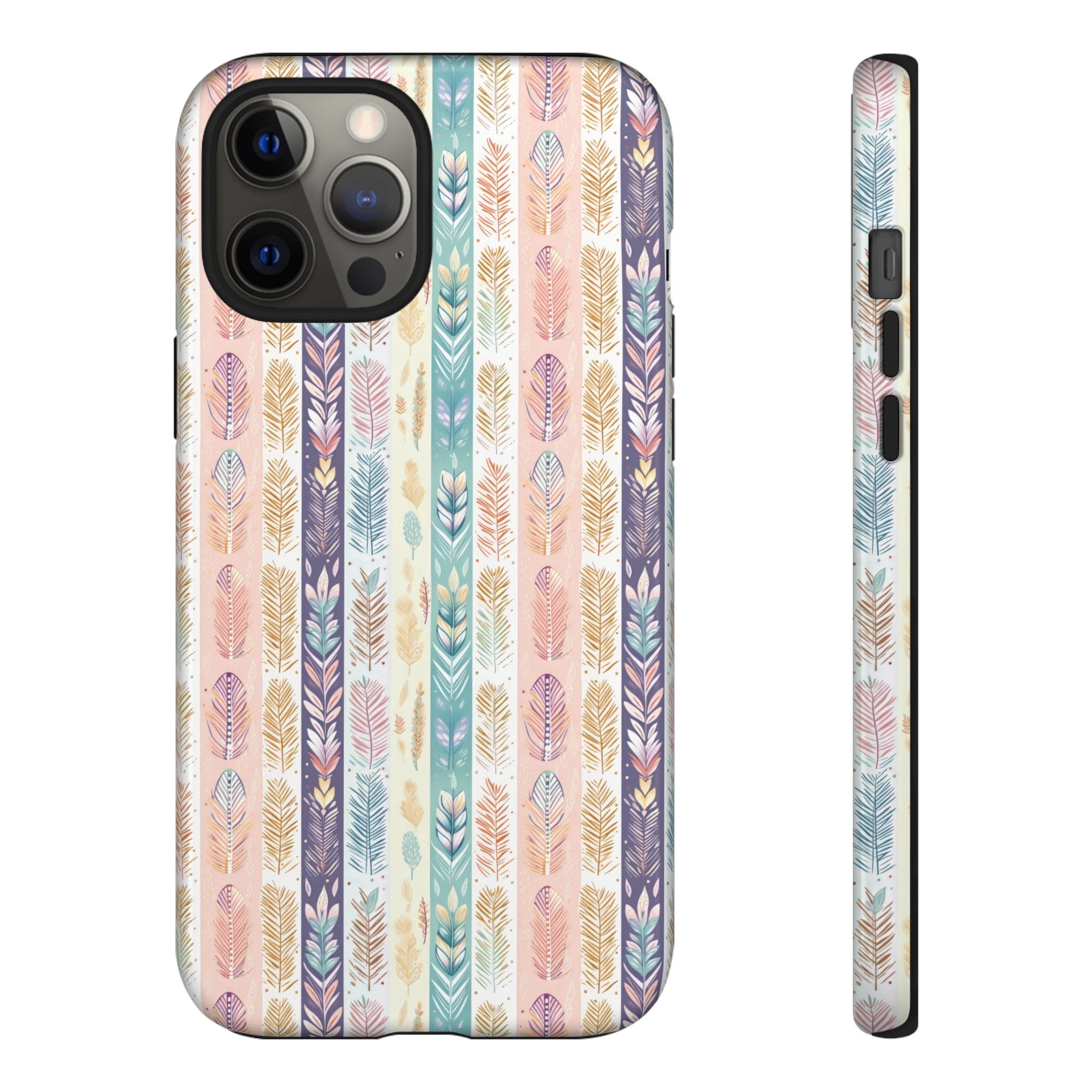 Boho Pastel Feathers Modern Watercolor Abstract Phone Case Compatible with iPhone, Samsung & More - Stylish, Durable Protection with Vibrant Artistic Design Perfect Gift for Her