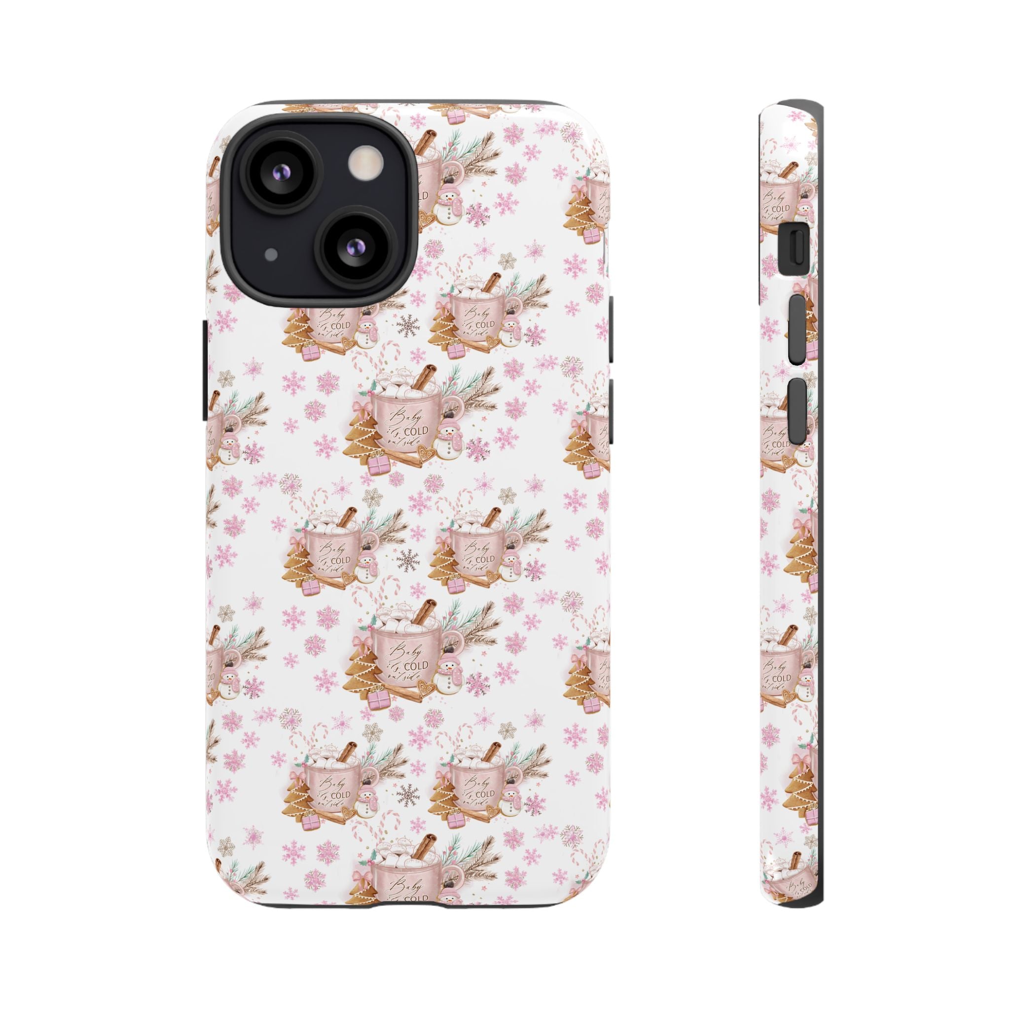 Baby it's Cold Outside Pink and White Phone Case Unique Holiday Protection for Your Device | Stylish & Durable Cover Gift for Her Phone 15, Samsung iPhone Samsung Accessory Gift for Her