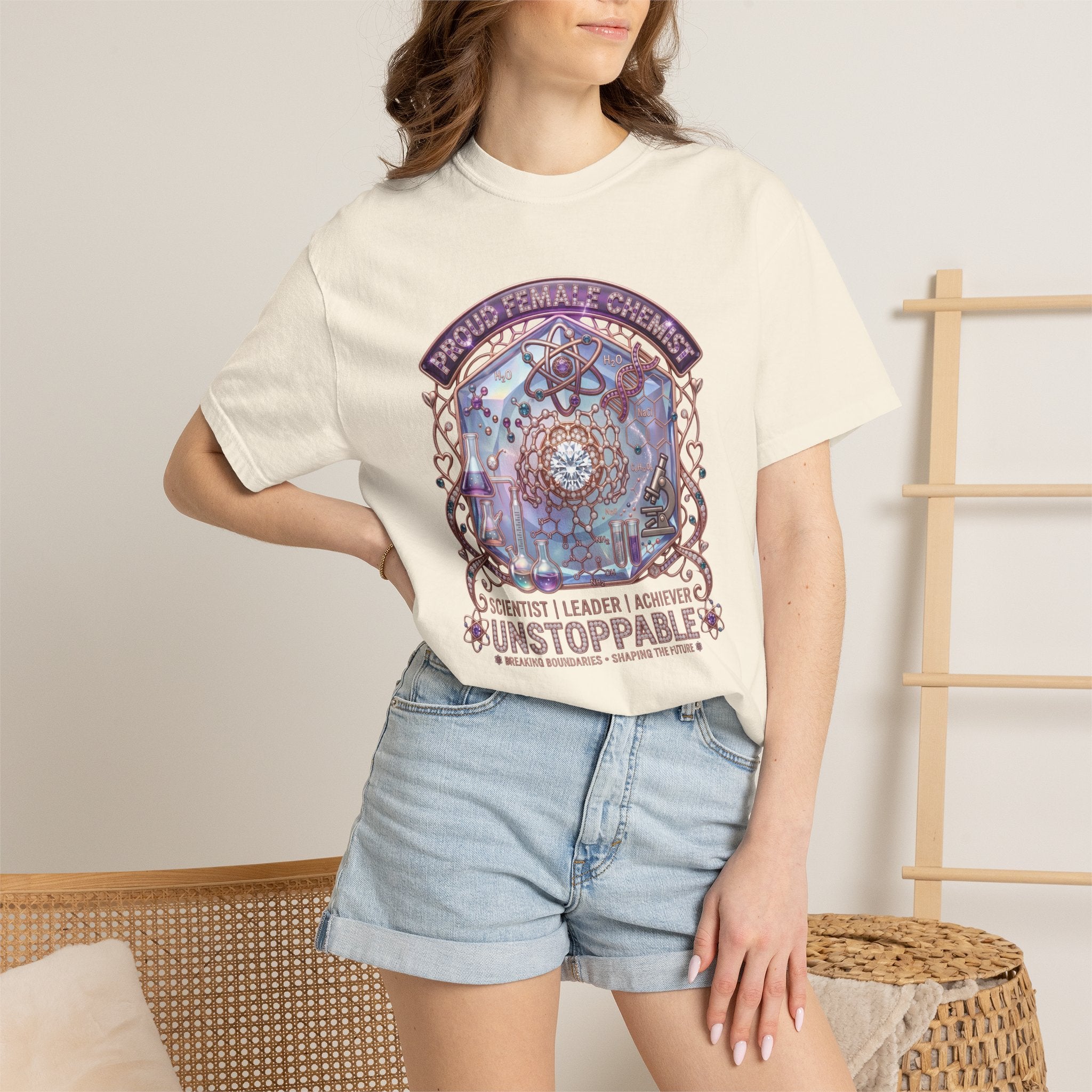 T-Shirt 'Unstoppable' Scientist Leader Achiever Graphic Tee Proud Chemist. Scientist. Leader. Unstoppable. STEM Graphic Tee