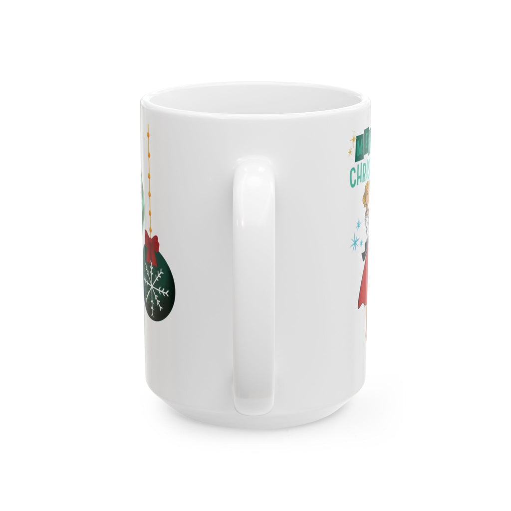 Tasse de Noël Rétro Glam Années 50 | Tasse à Café Vintage pour les Fêtes, Vaisselle de Noël Festive du Milieu du Siècle, Cadeau pour Maman