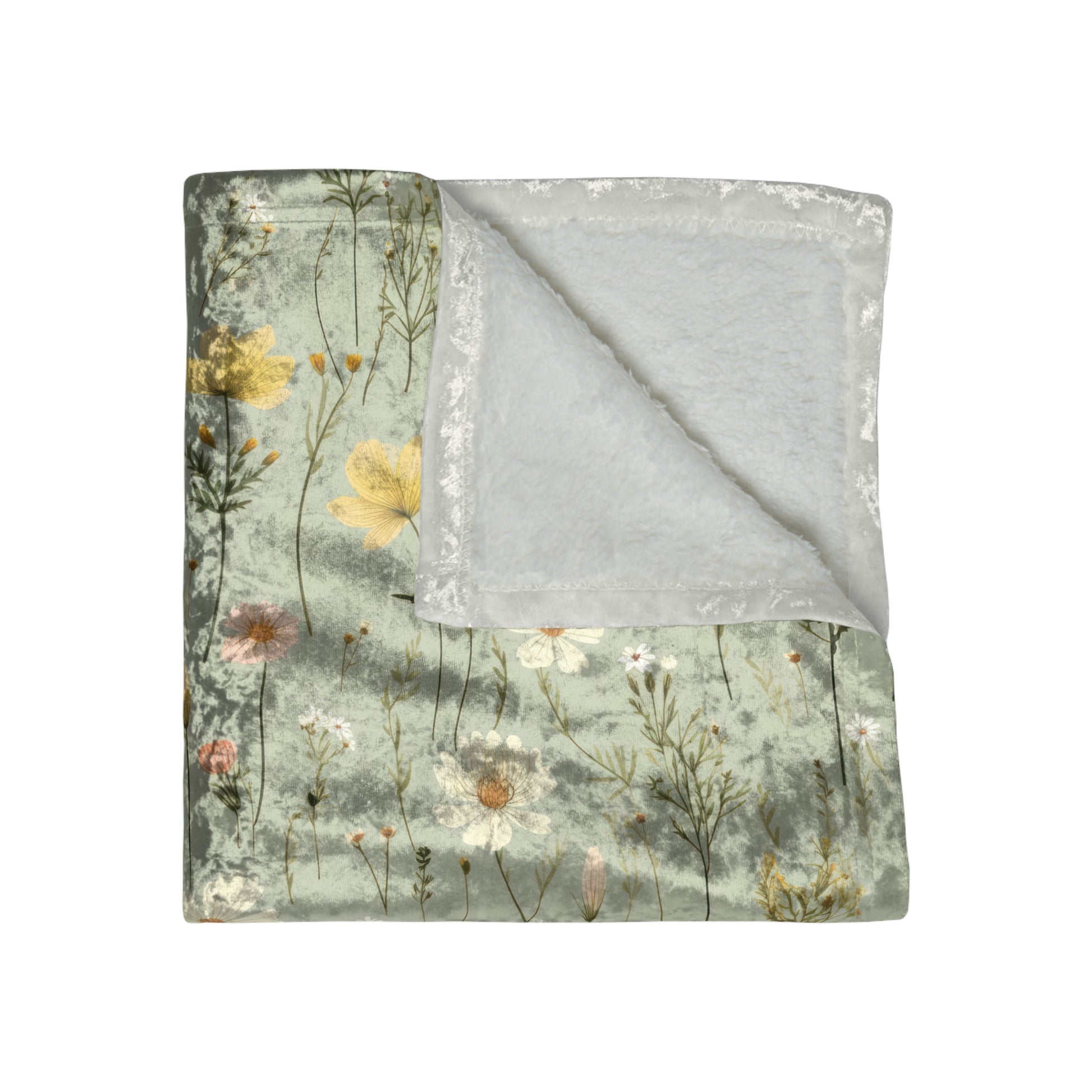 Boho Wildflowers Crushed Velvet Blanket | 50x60 Inches | Luxuriously Soft & Cozy | Vibrant Floral Design for Boho-Inspired Comfort and Style Throw for Beds and Sofas - MRSBYVALLE