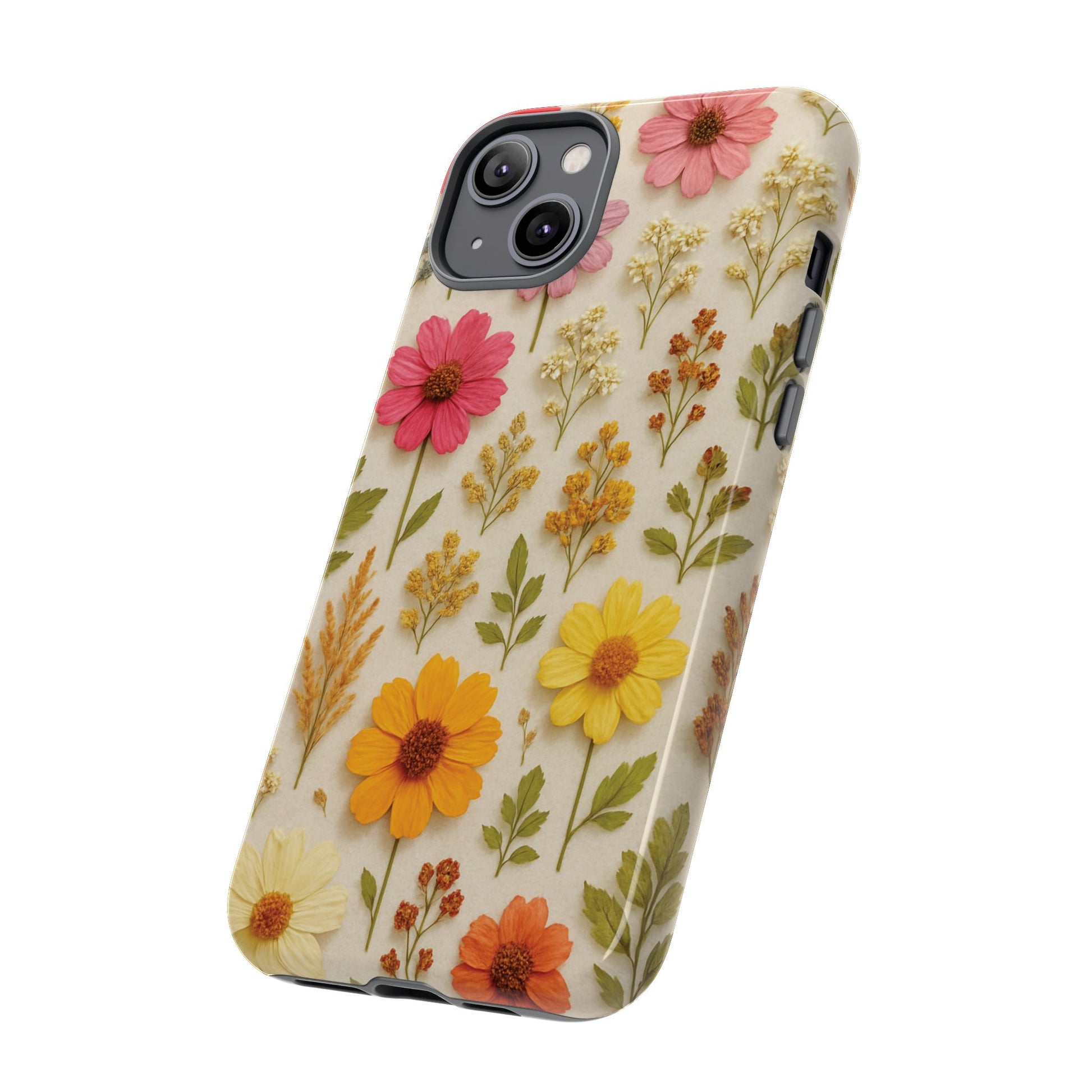 Dried Flowers Illusion Phone Case – Realistic Botanical Aesthetic, Colorful Pressed Floral Art, Trendy Nature-Inspired Protective Cover  iPhone & Samsung Models