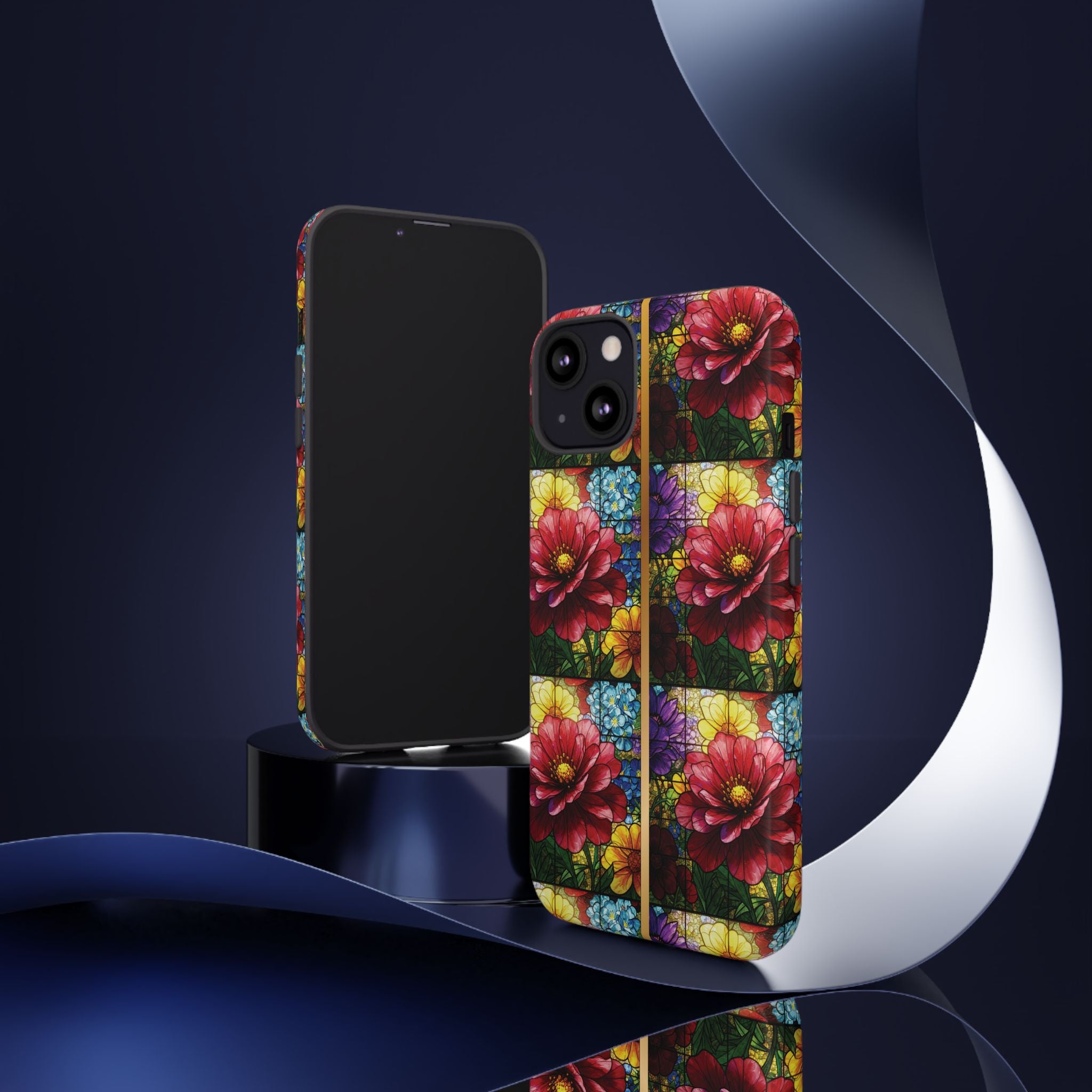Stained Glass Illusion Floral Phone Case  3D Colorful Flower Design, Protective Christian Gift, Fits iPhone, Samsung, Google Pixel
