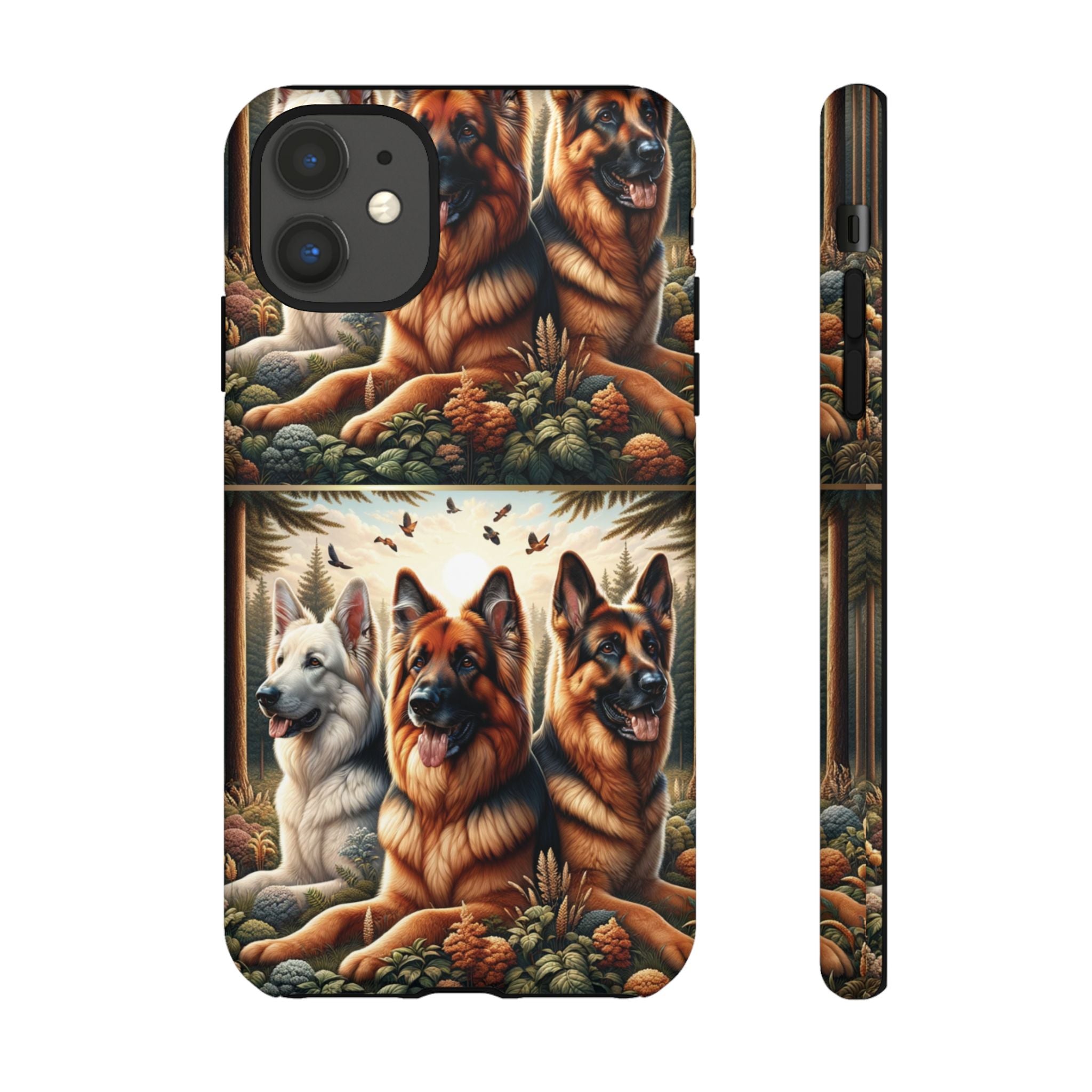 German Shepherd Phone Tough Case Floral Elegant Durable Dog Lover Devices iPhone 15, Samsung iPhone Samsung Accessory Gift for Her