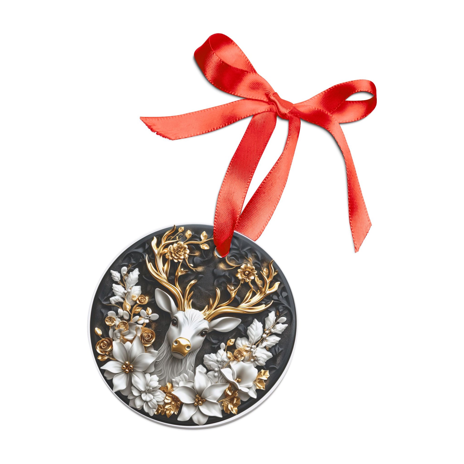 Luxurious Gold & Black Reindeer 3D Illusion Christmas Ornament - Elegant Holiday Decor, Perfect Gift, Adds Timeless Charm and Sophistication to Your Christmas Tree - MRSBYVALLE