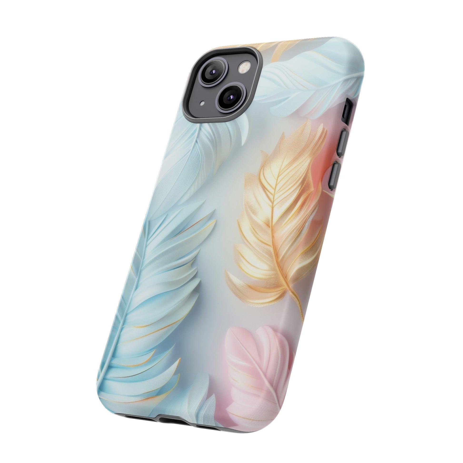 Pastel Feathers Protective Phone Case Gift for Her Phone 15, Samsung iPhone Samsung Gift for Her Case iPhone 15, Samsung iPhone Samsung Accessory Gift for Her