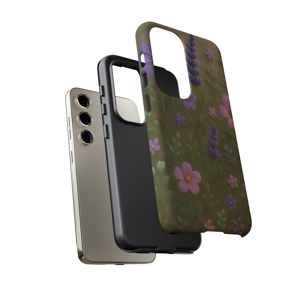 Pastel Flowers 3D Illusion Wildflower Phone Case Cute Pastel Floral Design in Lavender, Pink, Mint Green Aesthetic Protective Case for iPhone and  Android