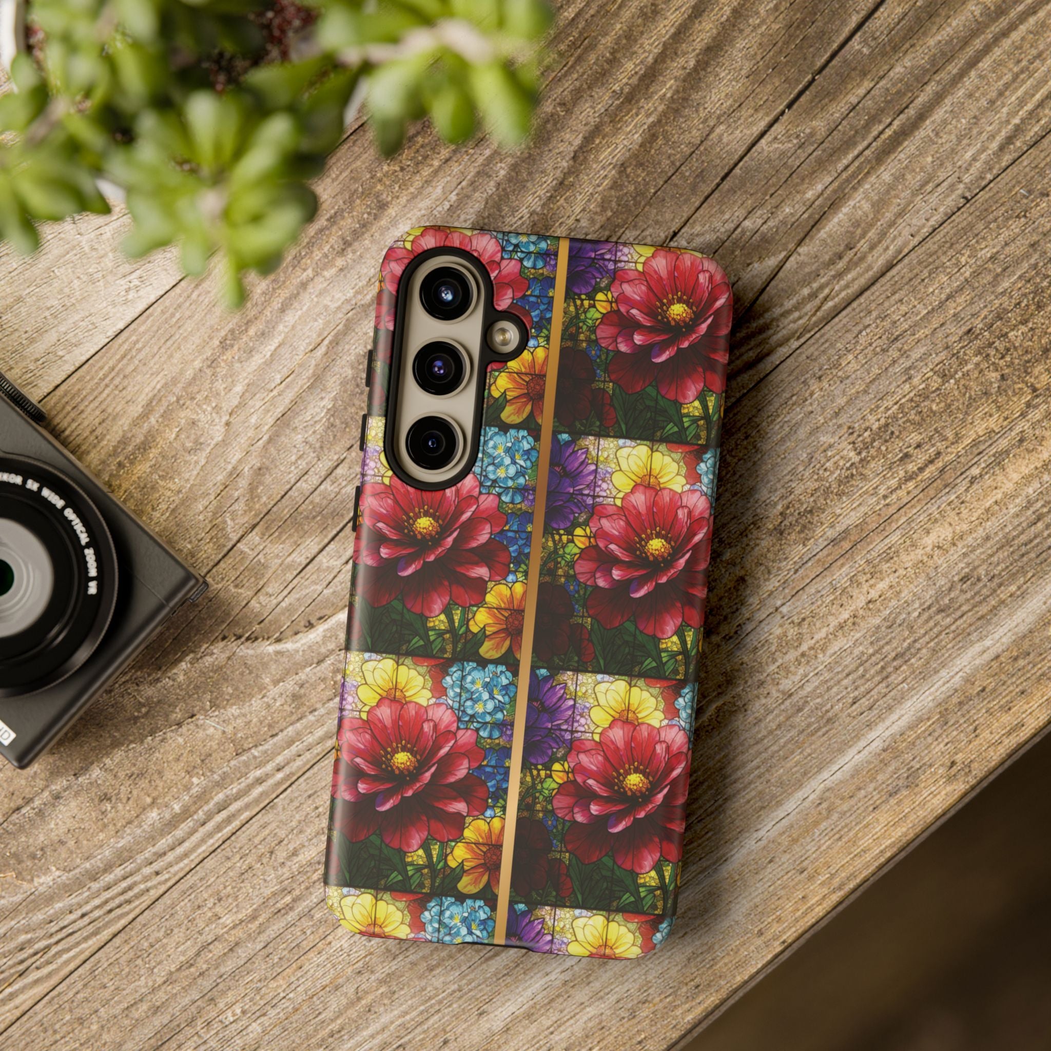 Stained Glass Illusion Floral Phone Case  3D Colorful Flower Design, Protective Christian Gift, Fits iPhone, Samsung, Google Pixel