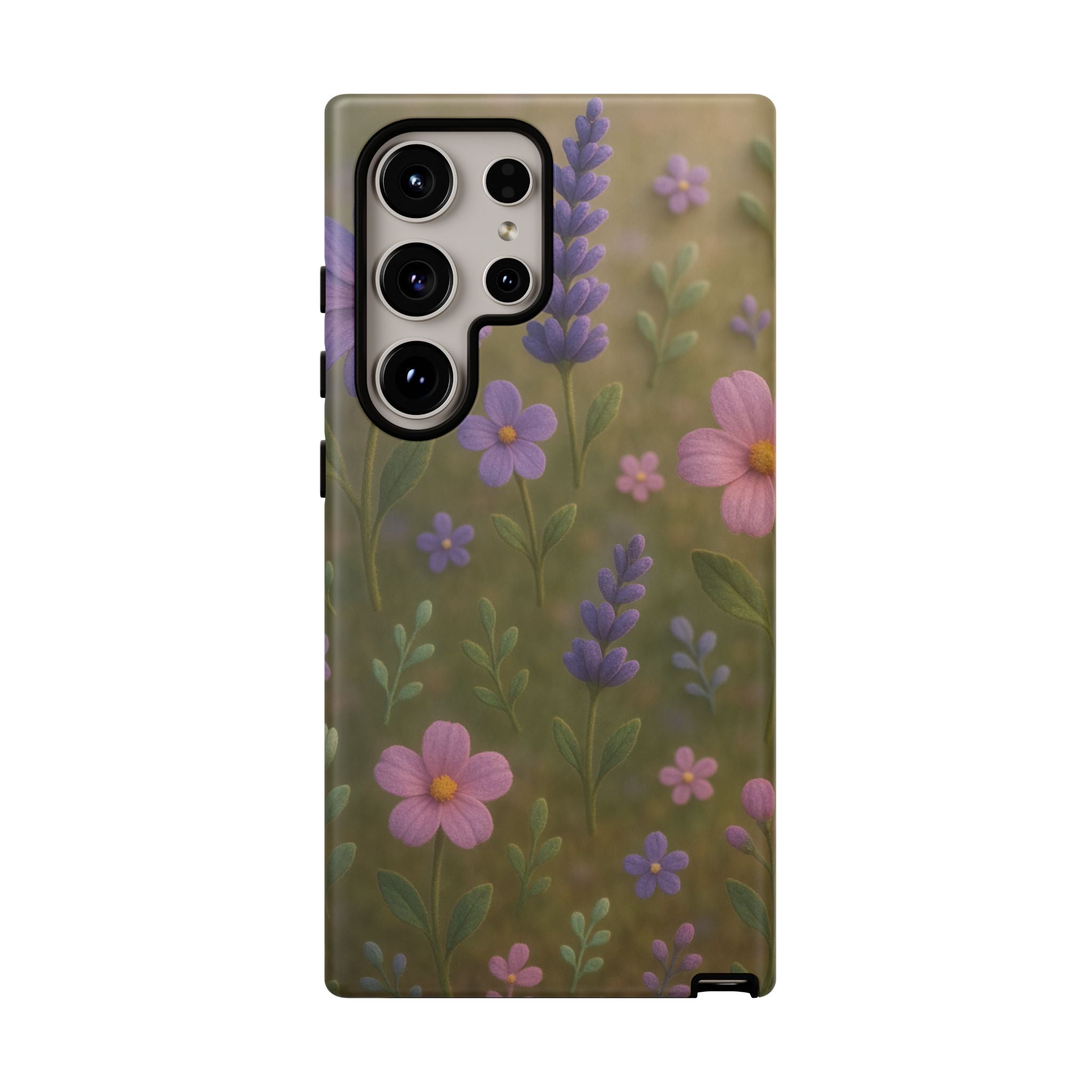 Pastel Flowers 3D Illusion Wildflower Phone Case Cute Pastel Floral Design in Lavender, Pink, Mint Green Aesthetic Protective Case for iPhone and  Android
