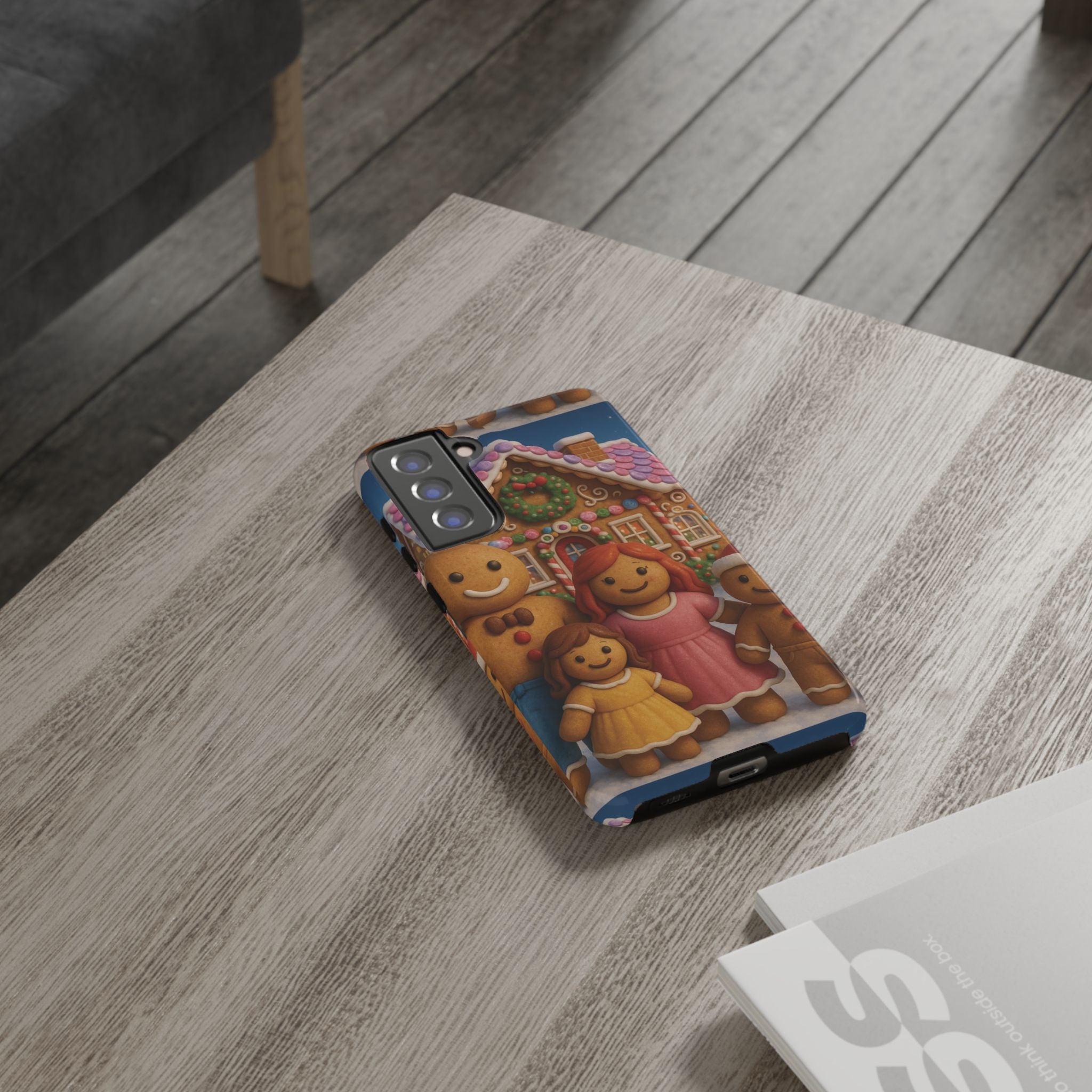 Coque de téléphone esthétique Famille en Pain d'Épices – Design d'inspiration vintage sur le thème de Noël – Étui stylé pour modèles iPhone et Samsung Galaxy
