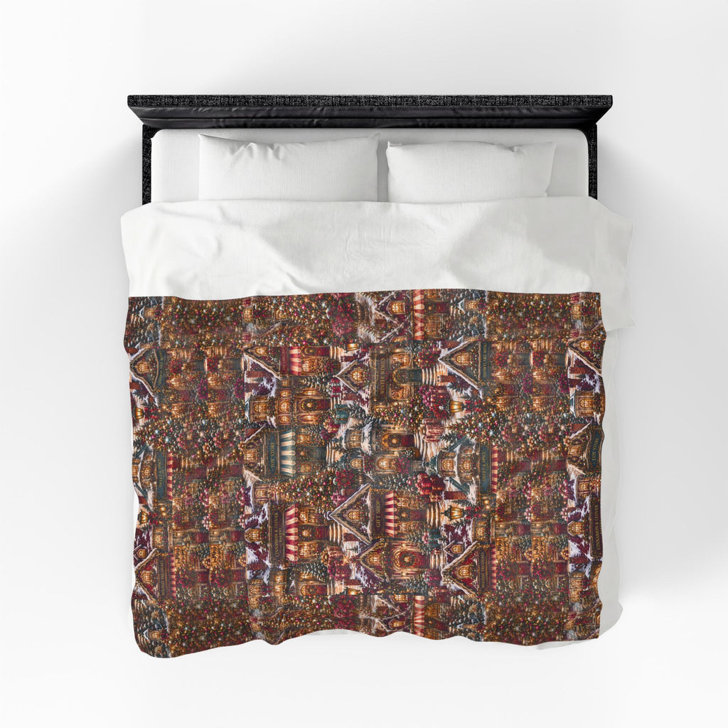 Cozy Christmas Village Velveteen Plush Blanket — Festive Holiday Cottage Throw Perfect Gift