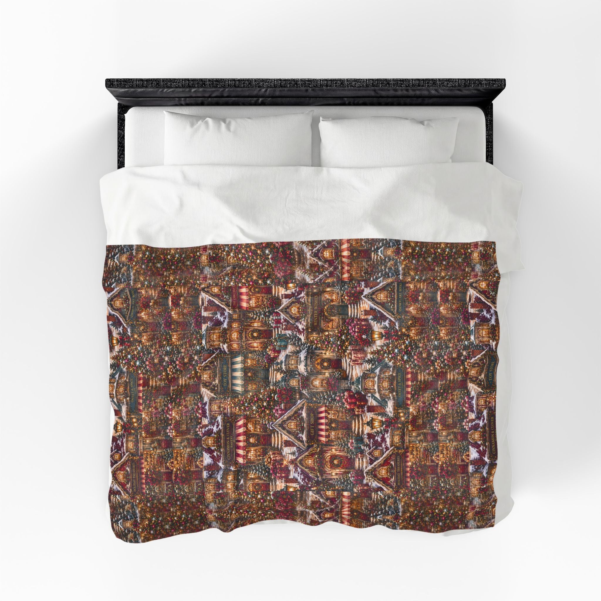 Cozy Christmas Village Velveteen Plush Blanket — Festive Holiday Cottage Throw Perfect Gift