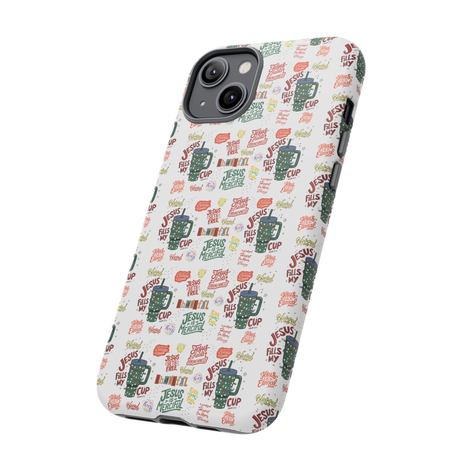Jesus Fill My Cup Phone Case Cute Floral Design in Red, Pink, Blue – Aesthetic Protective Case for iPhone and  Android