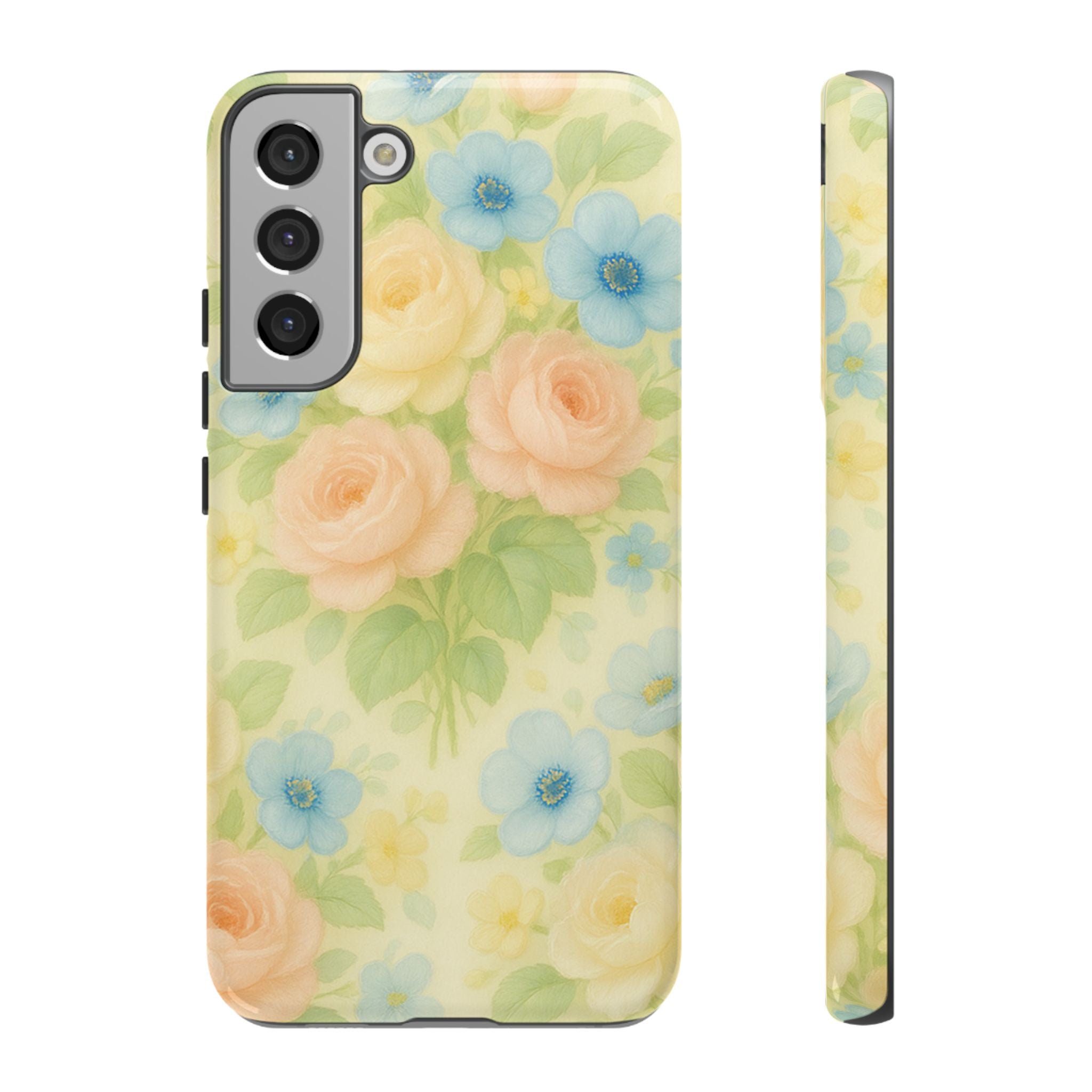 Pastel Yellow Vintage Floral Phone Case  Romantic Cottagecore Aesthetic, Soft Botanical Design, Protective Gift for Her, Fits iPhone & Samsung Models
