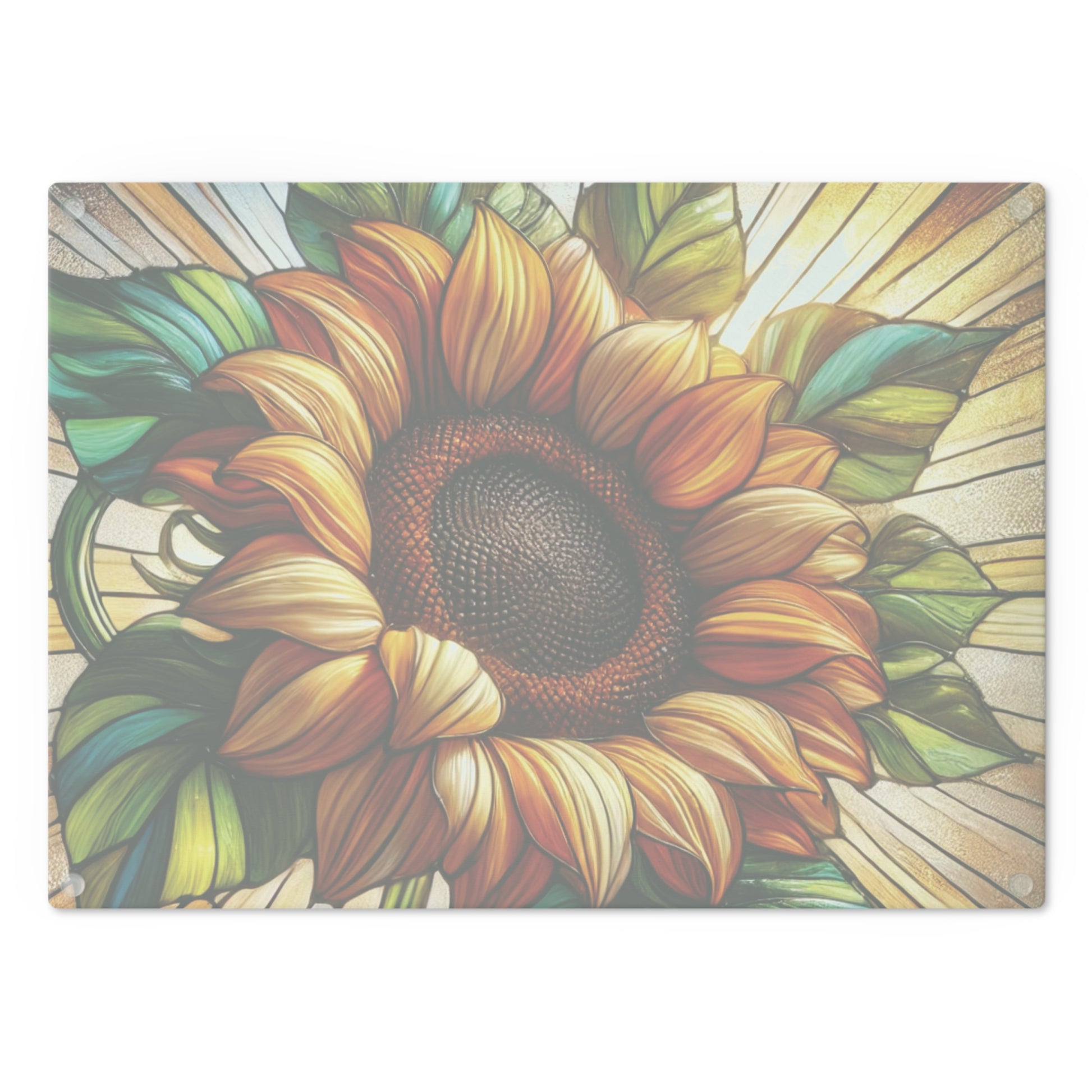 Elegant Sunflower-Stained Glass Cutting Board Floral Charcuterie Kitchen Decor, Useful Gifts for Her Perfect for Cooking, Serving, and Entertaining - MRSBYVALLE
